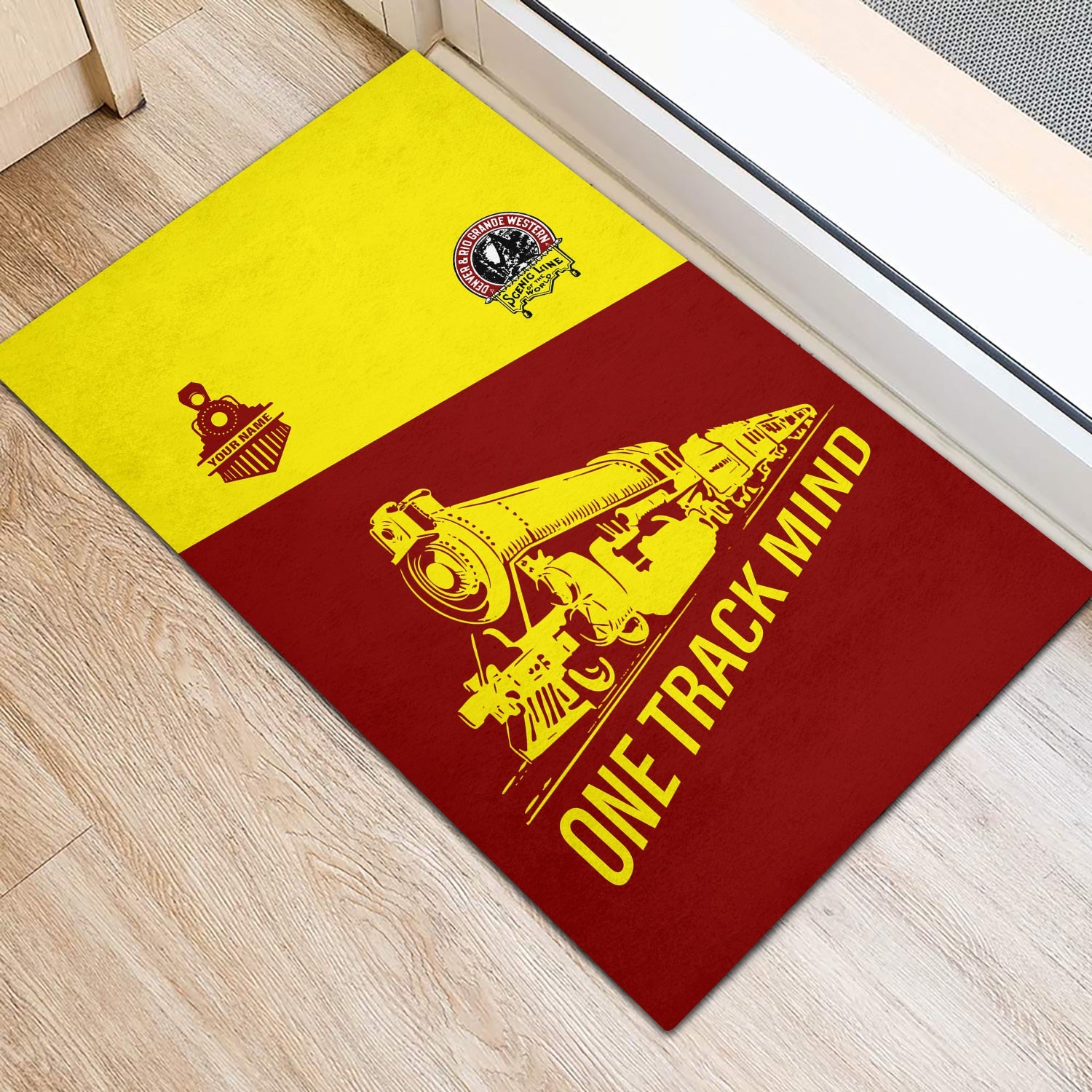 Railspirit Personalized Denver and Rio Grande Western Railroad Doormat One Track Mind Mat Gift Idea For Train Lover