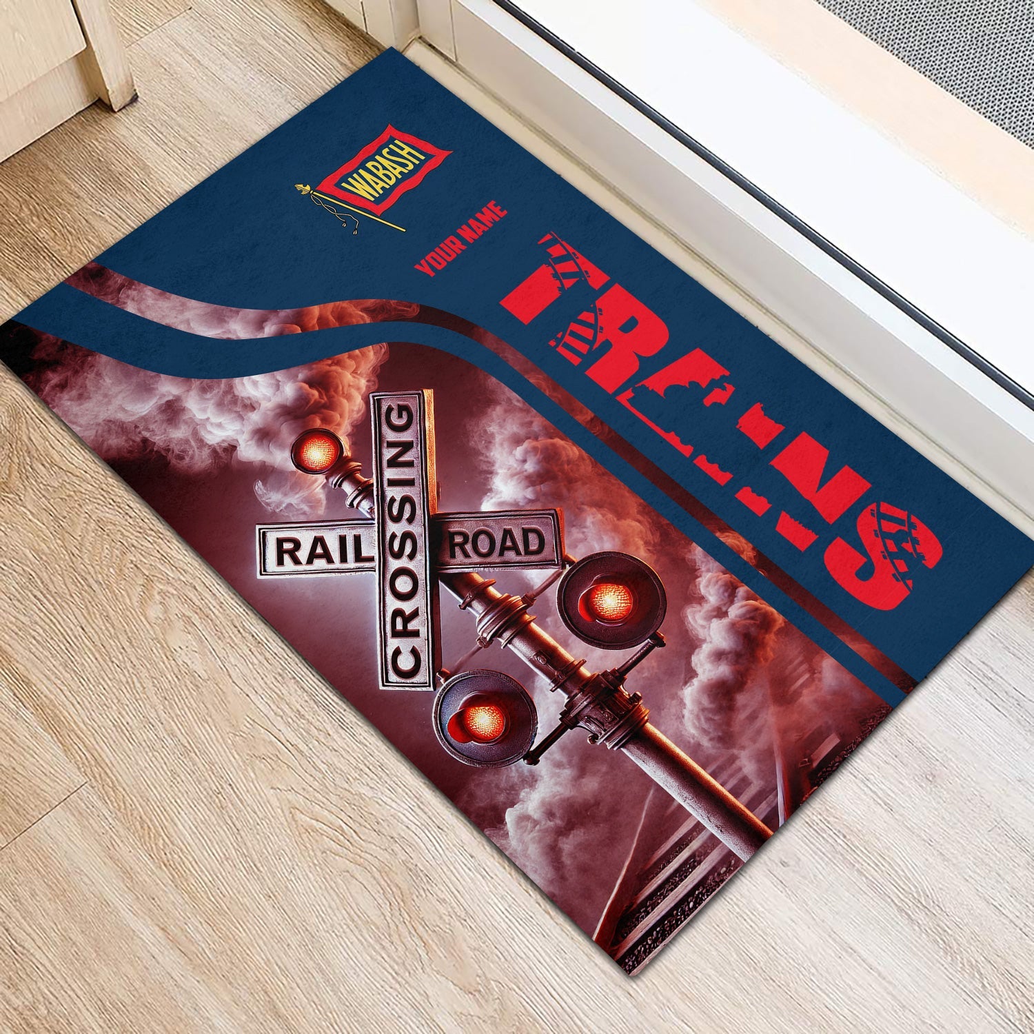 Railspirit Personalized Wabash Railroad Doormat Railroad Crossing Sign Mat All Over Print