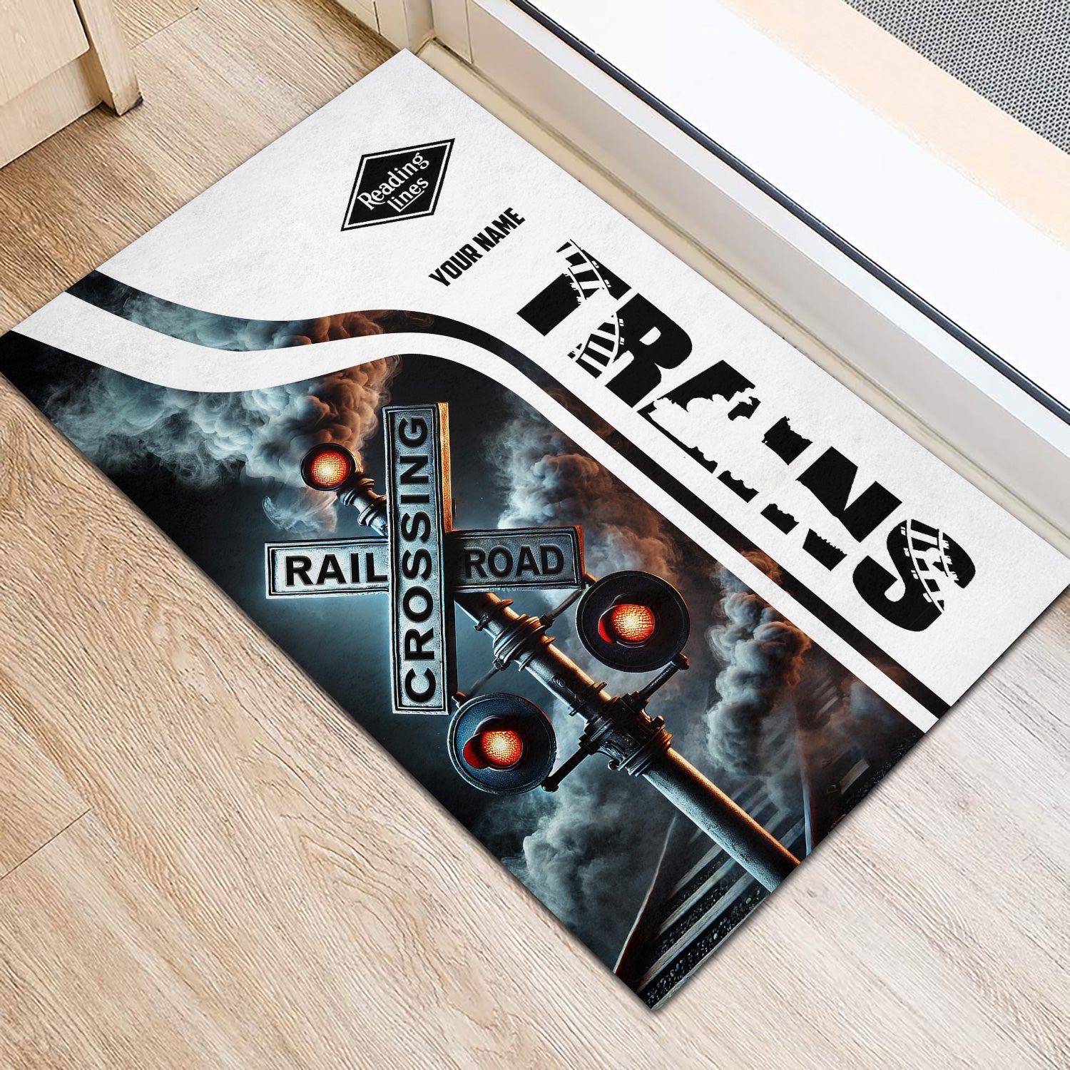 Railspirit Personalized Reading Railroad Doormat Railroad Crossing Sign Mat All Over Print