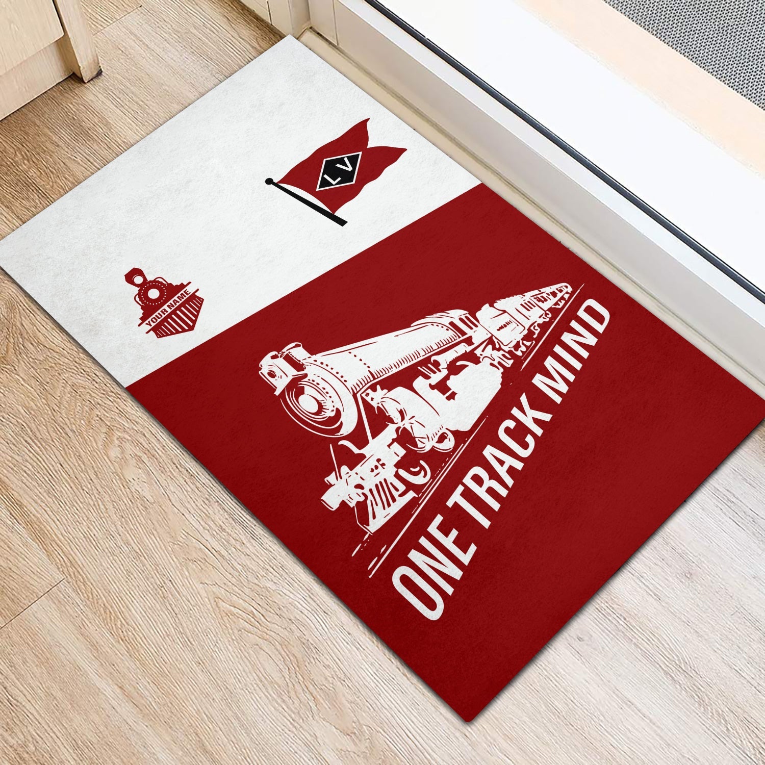 Railspirit Personalized Lehigh Valley Railroad Doormat One Track Mind Mat Gift Idea For Train Lover