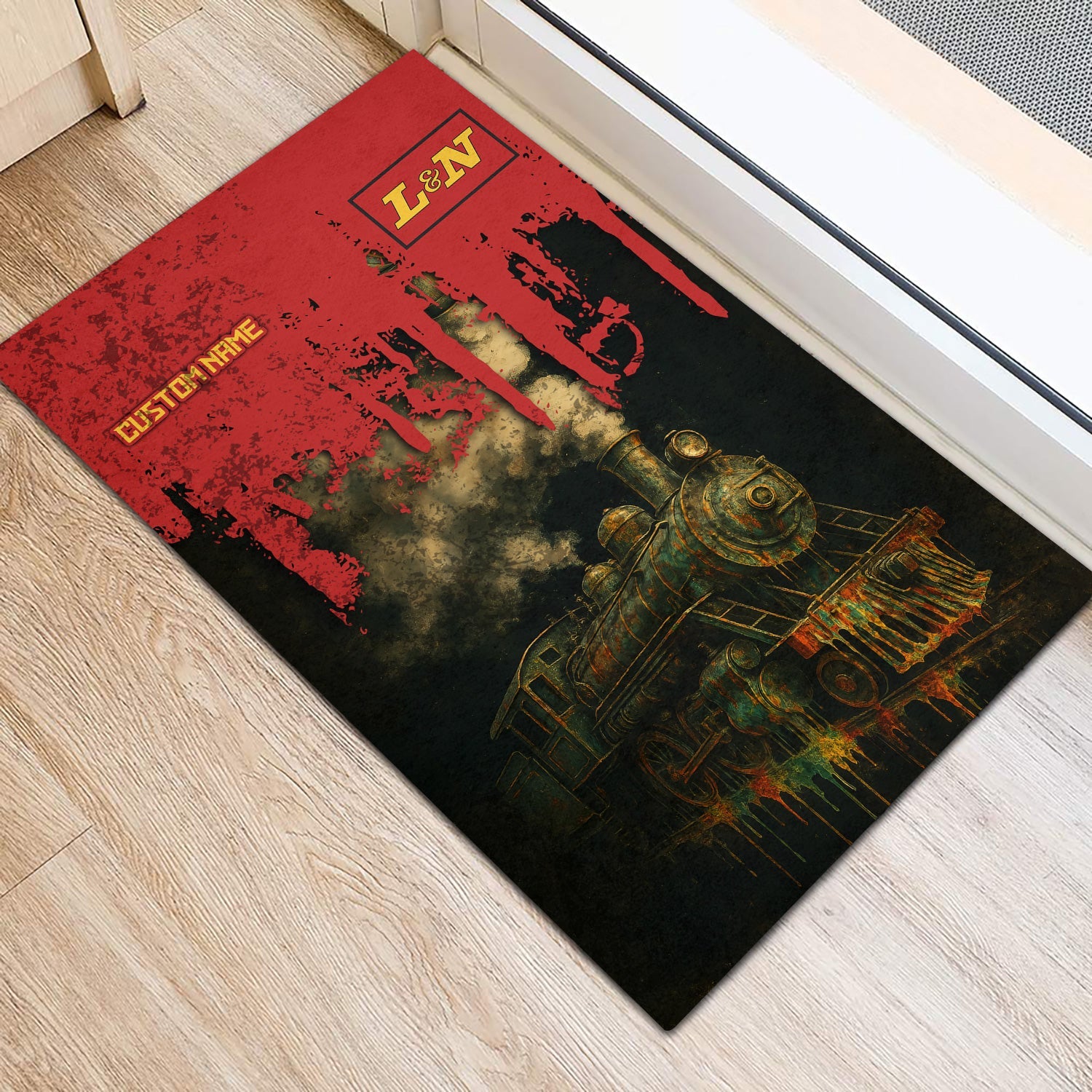 Railspirit Personalized Louisville and Nashville Railroad Doormat Vintage Train Art Style L&N Mat For Locomotive Fans