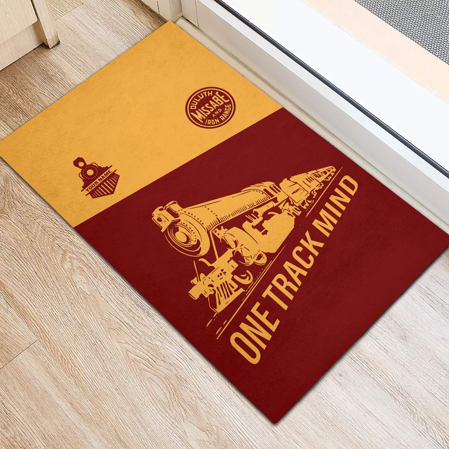 Railspirit Personalized Duluth, Missabe, & Iron Range Railroad Doormat One Track Mind Mat Gift Idea For Train Lover