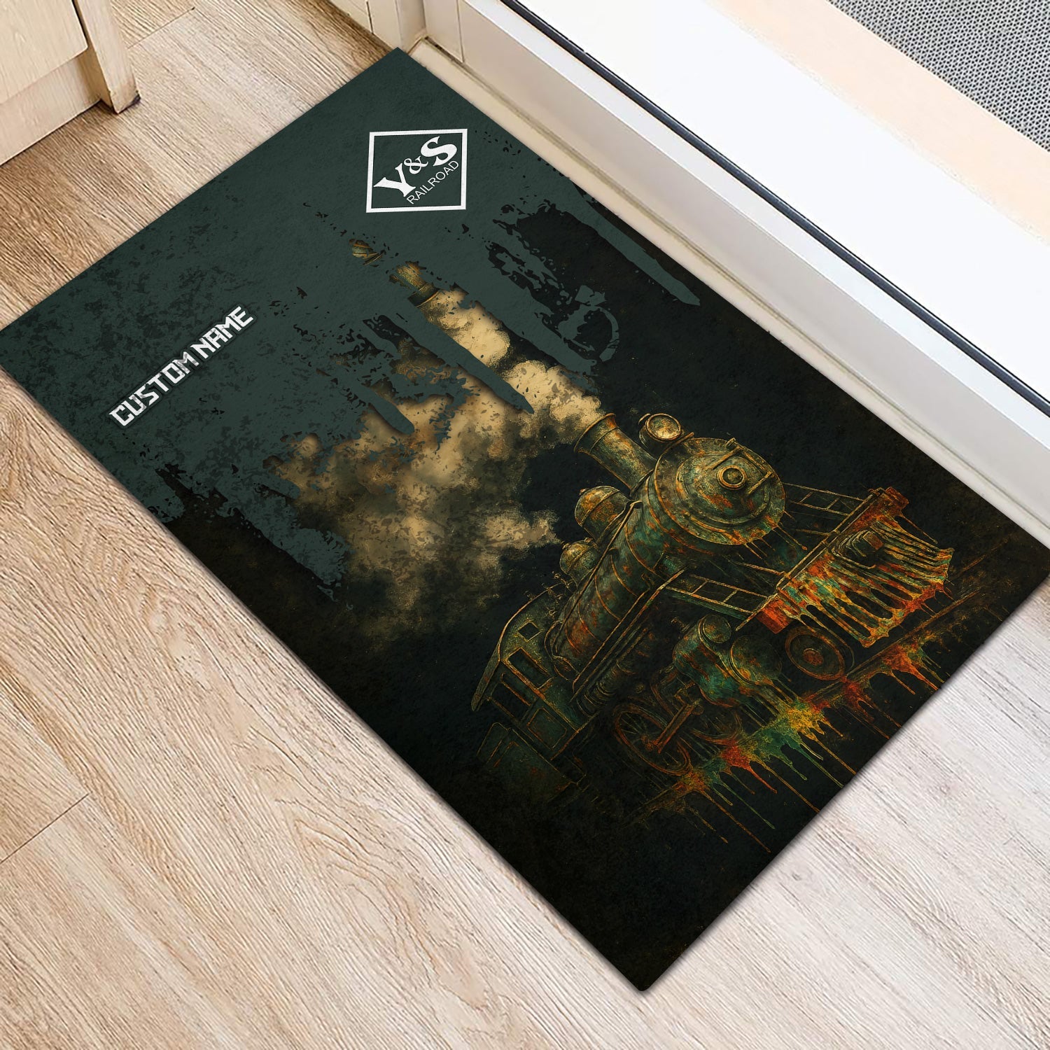 Railspirit Personalized Youngstown & Southern Railroad Doormat Vintage Train Art Style Mat For Locomotive Fans