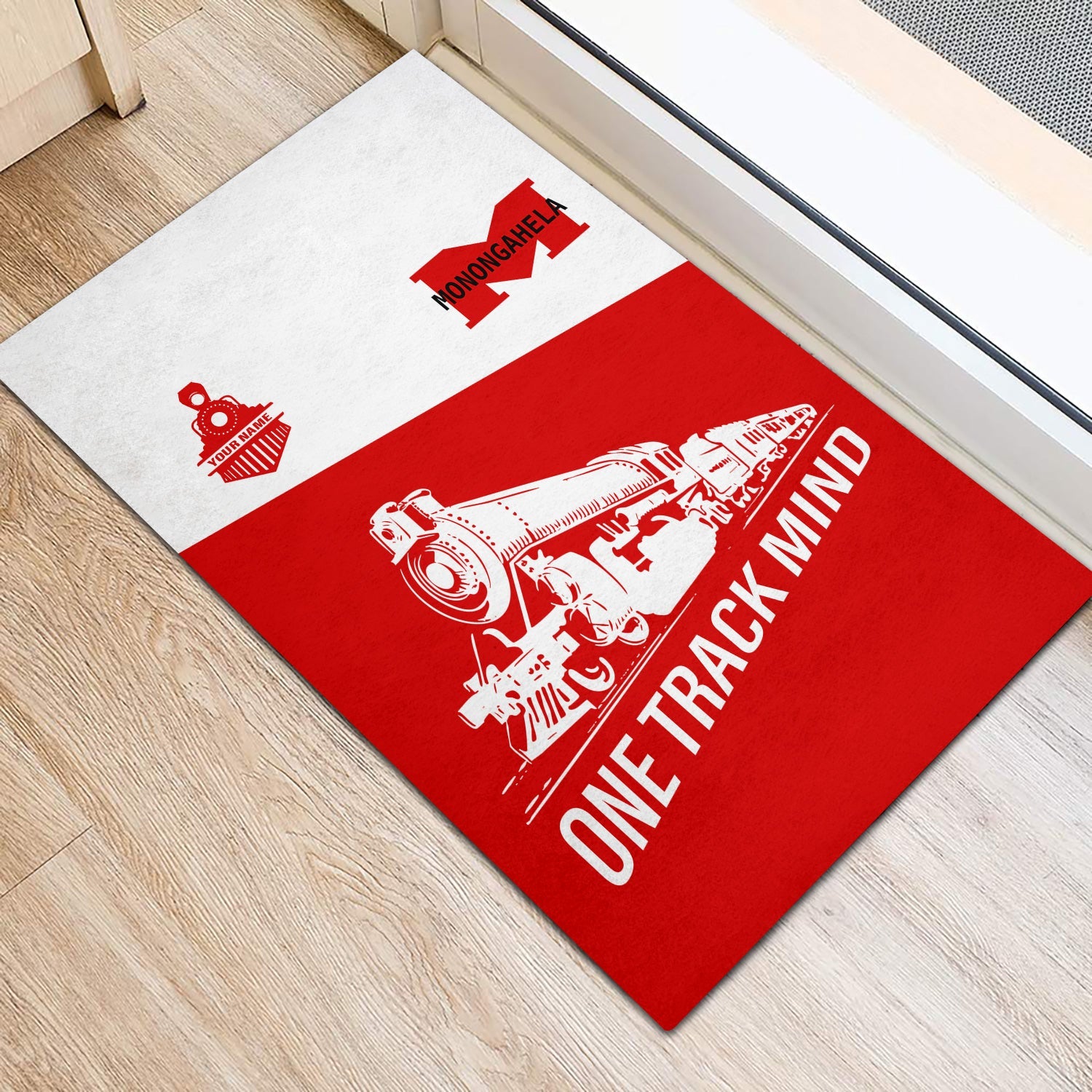 Railspirit Personalized Monongahela Railroad Doormat One Track Mind Mat Gift Idea For Train Lover