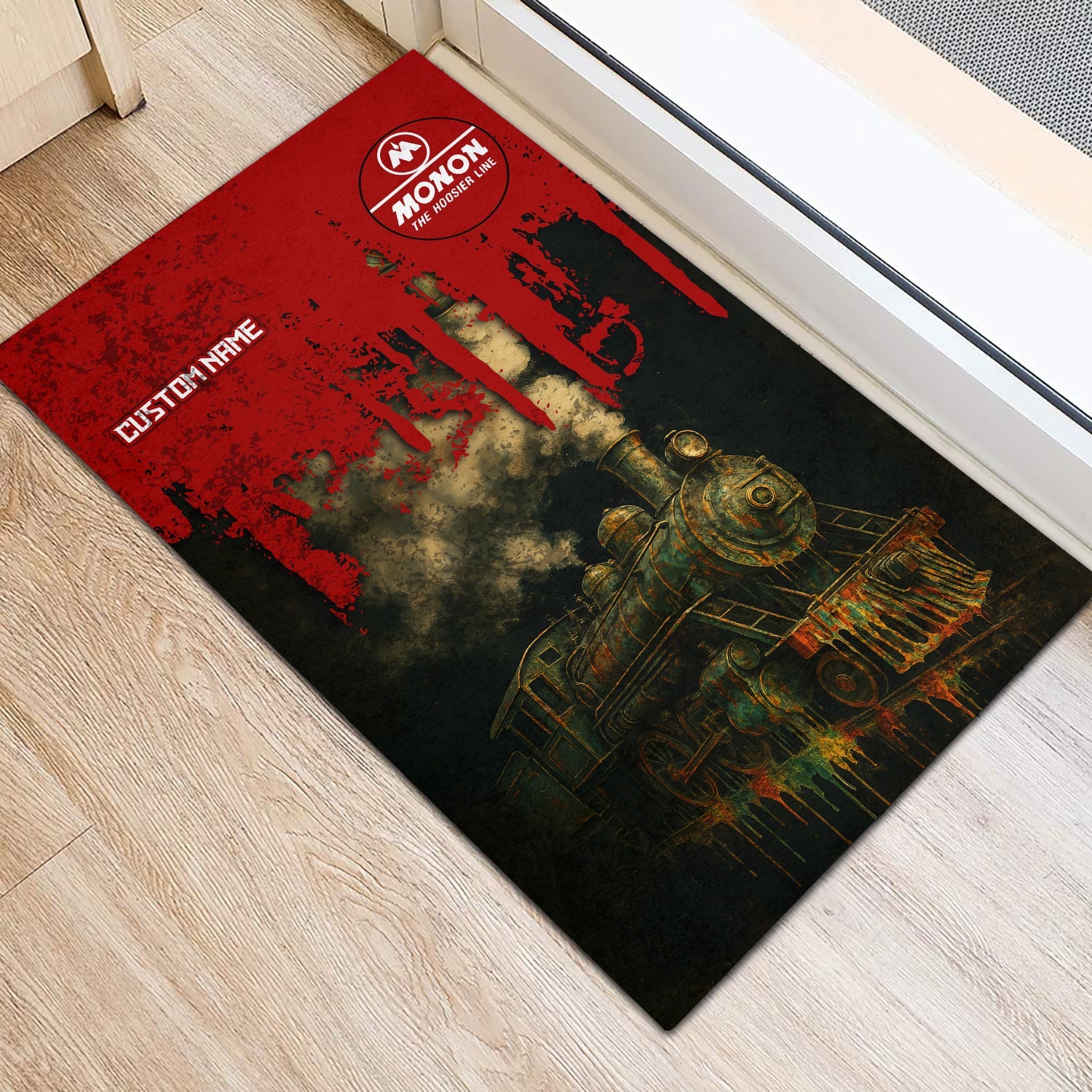 Railspirit Personalized Monon Railroad Doormat Vintage Train Art Style Mat For Locomotive Fans