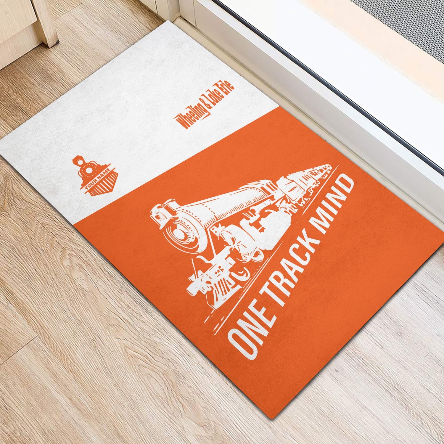 Railspirit Personalized Wheeling And Lake Erie Railroad Doormat One Track Mind Mat Gift Idea For Train Lover