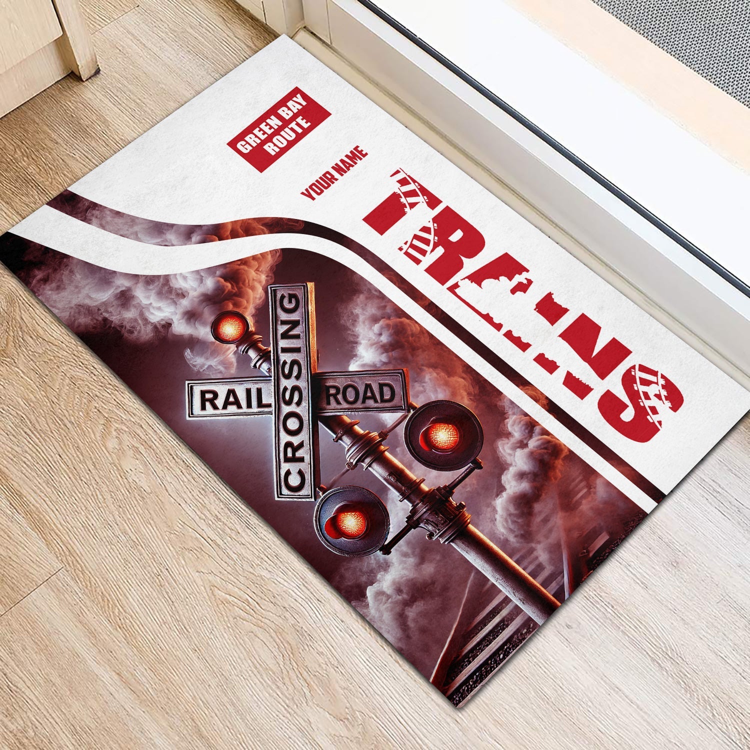 Railspirit Personalized Green Bay & Western Railroad Doormat Railroad Crossing Sign Mat All Over Print