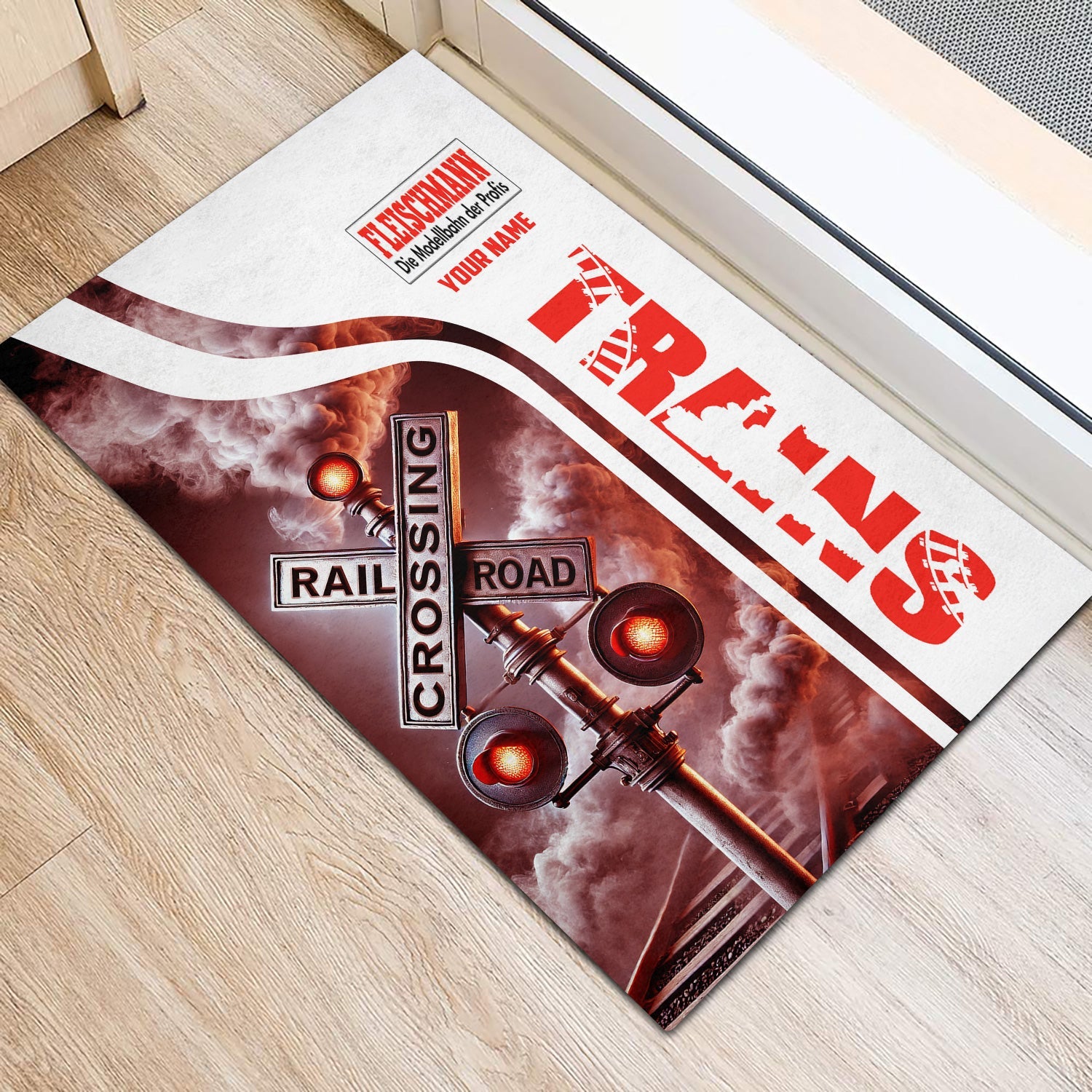 Railspirit Personalized Fleischmann And Western Railroad Doormat Railroad Crossing Sign Mat All Over Print