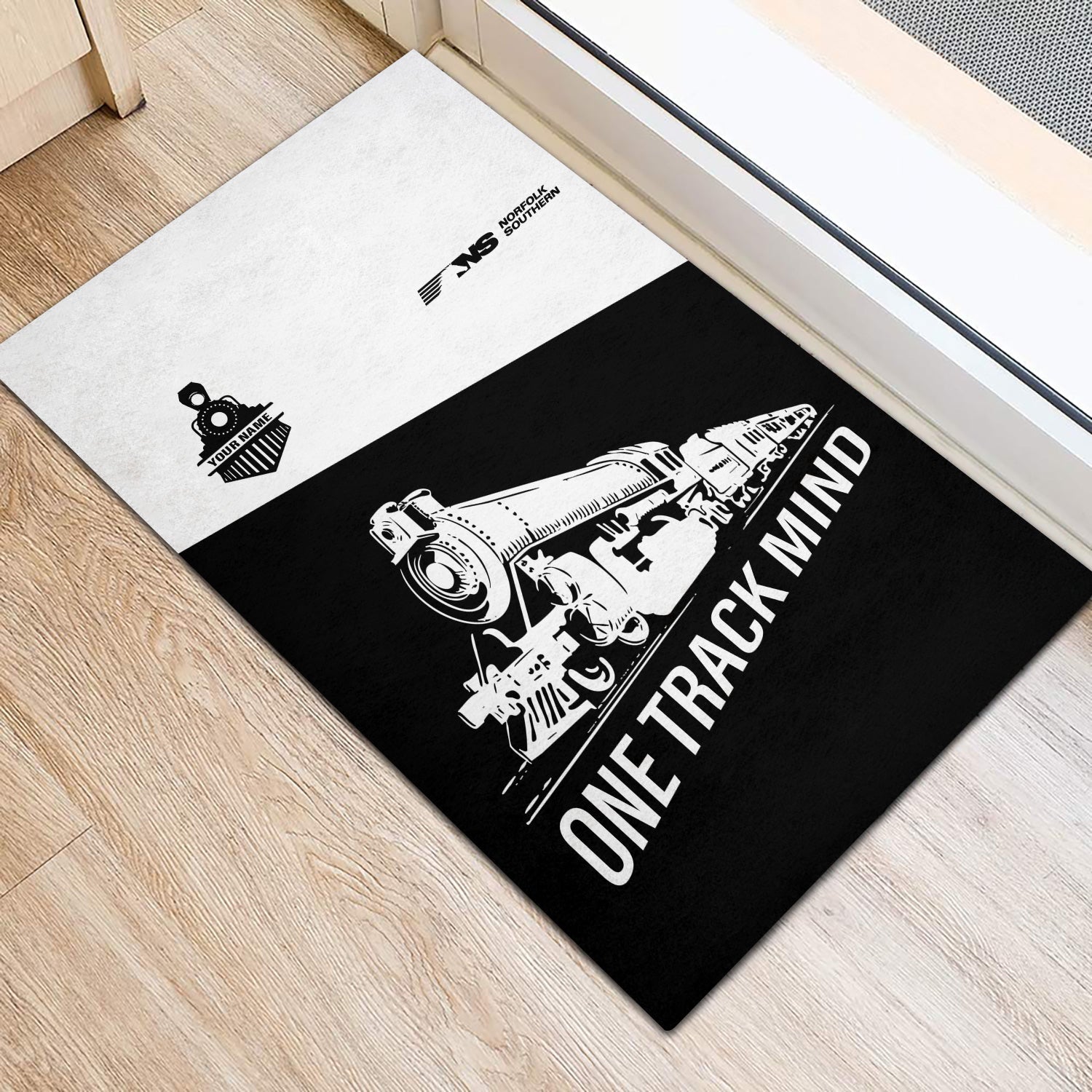 Railspirit Personalized Norfolk Southern Railway Doormat One Track Mind Mat Gift Idea For Train Lover