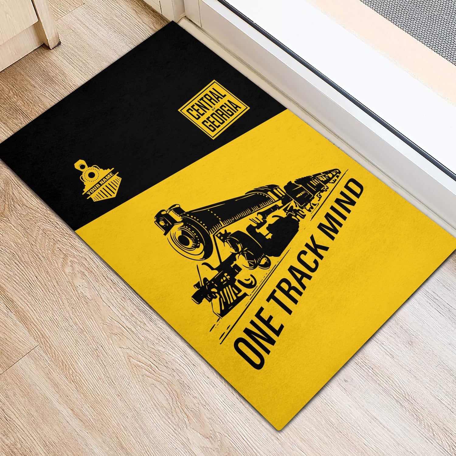 Railspirit Personalized Central of Georgia Railway Doormat One Track Mind Mat Gift Idea For Train Lover