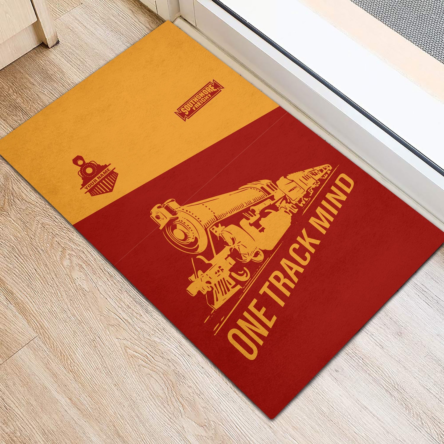 Railspirit Personalized Chicago South Shore and South Bend Railroad Doormat One Track Mind Mat Gift Idea For Train Lover