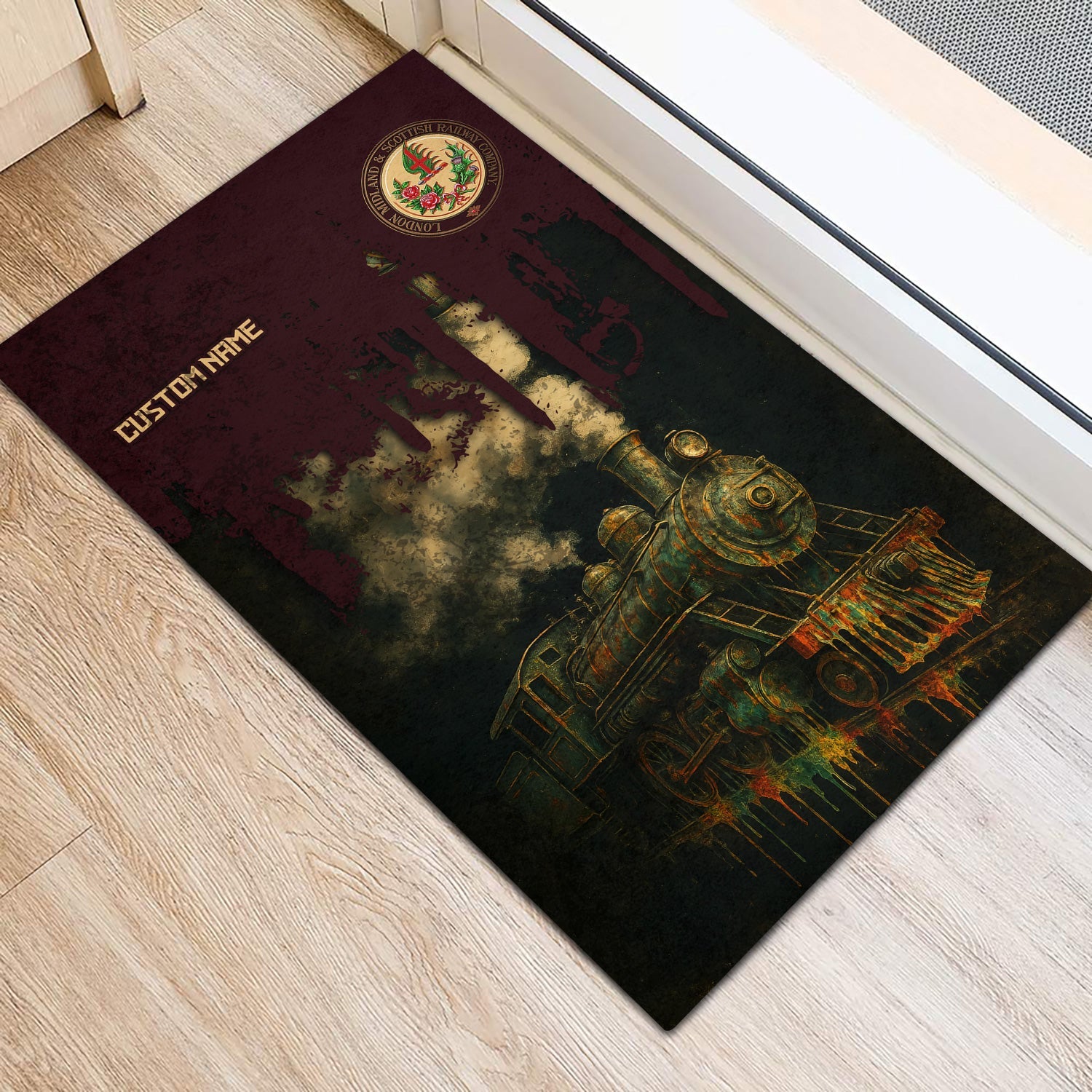 Railspirit Personalized London, Midland and Scottish Railway Doormat Vintage Train Art Style Mat For Locomotive Fans