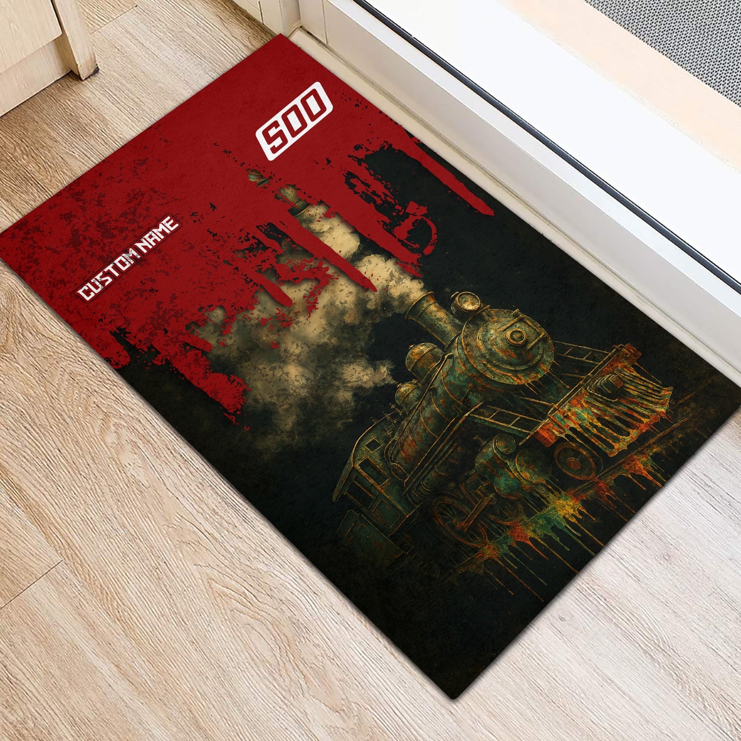 Railspirit Personalized Soo Line Railroad Doormat Vintage Train Art Style Mat For Locomotive Fans