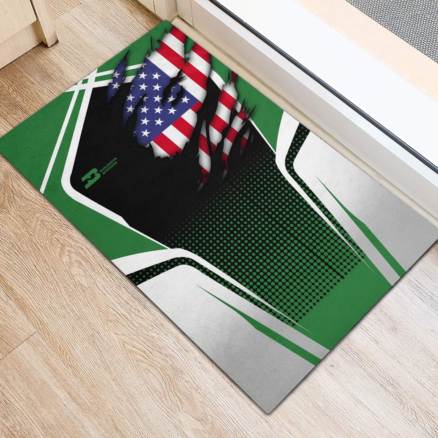 Railspirit Personalized Burlington Northern Railroad Doormat American Vintage All Over Printed Door Mat