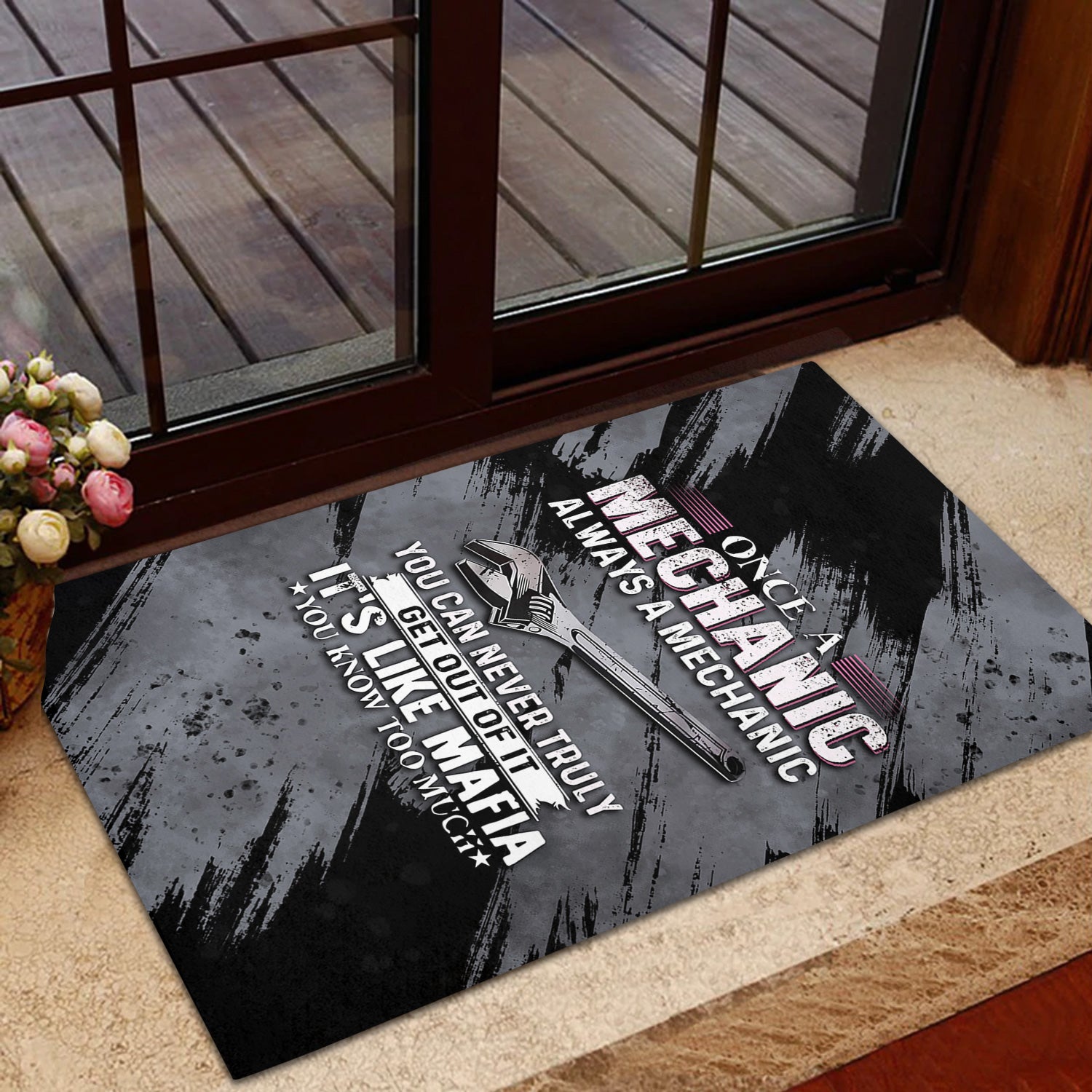 Once A Mechanic Always A Mechanic Doormat Funny Printed Vintage Mechanic Door Mat