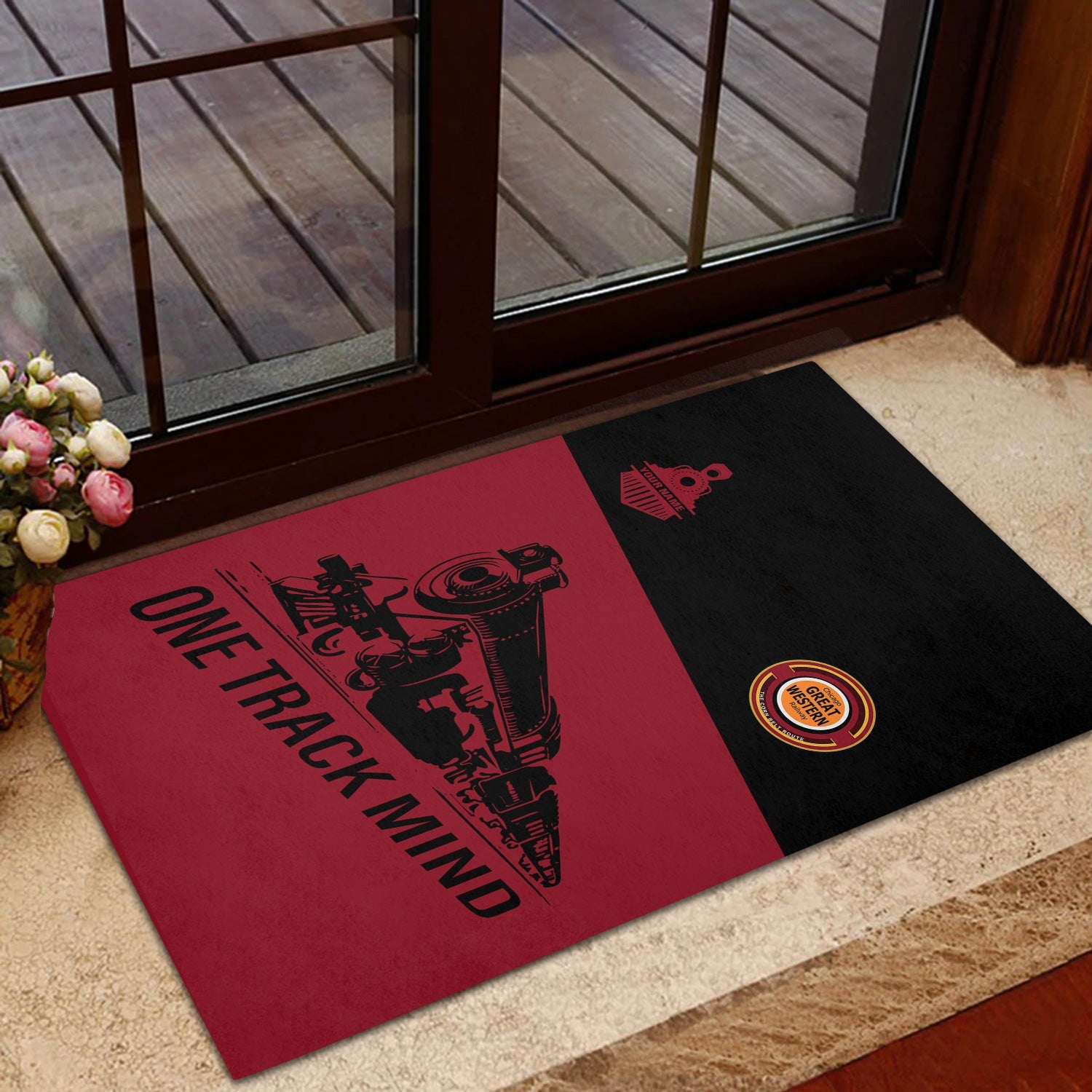 Railspirit Personalized Chicago Great Western Railroad Doormat One Track Mind Mat Gift Idea For Train Lover