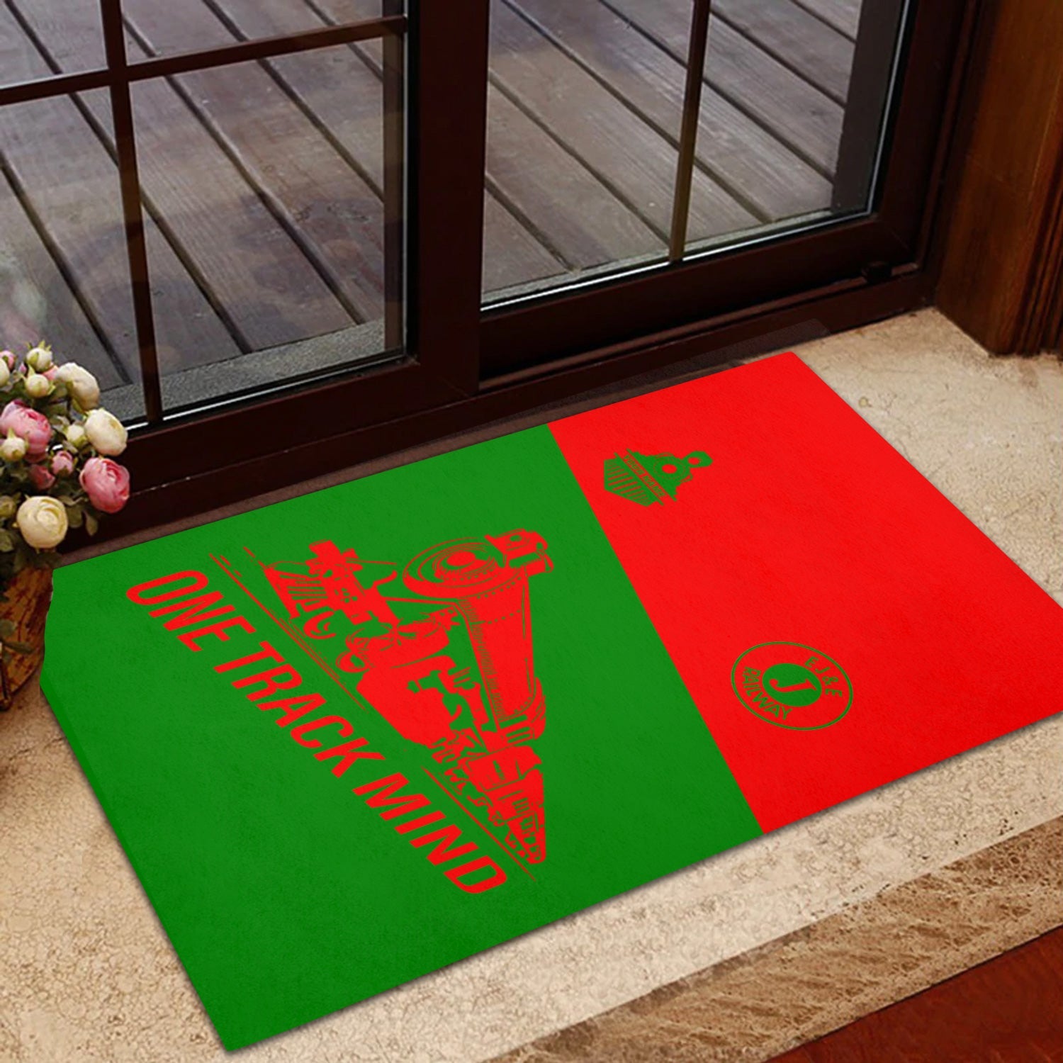 Railspirit Personalized Elgin Joliet And Eastern Railroad Doormat One Track Mind Mat Gift Idea For Train Lover