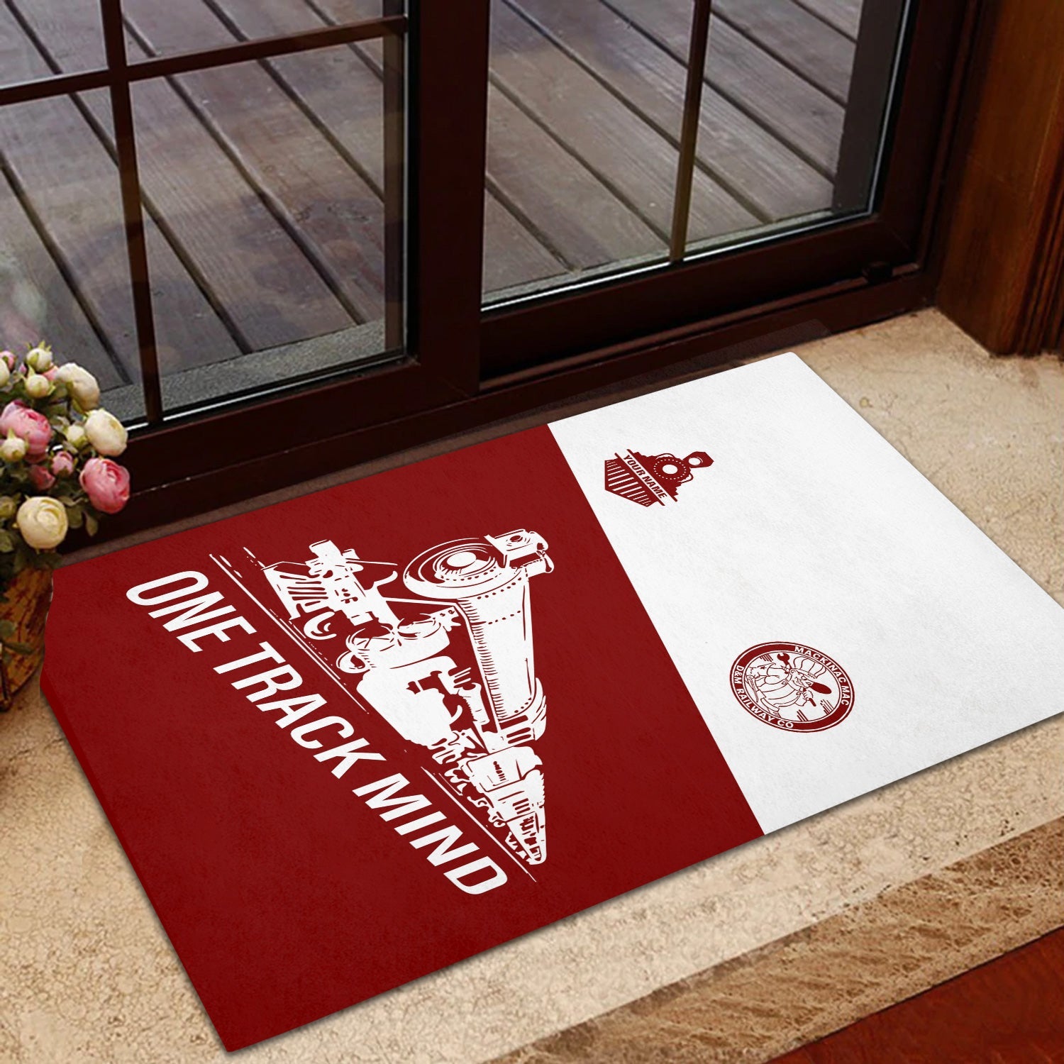 Railspirit Personalized Detroit & Mackinac Railroad Doormat One Track Mind Mat Gift Idea For Train Lover