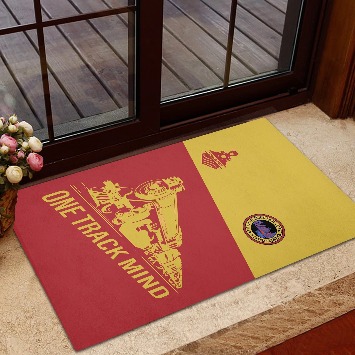 Railspirit Personalized Florida East Coast Railway Doormat One Track Mind Mat Gift Idea For Train Lover