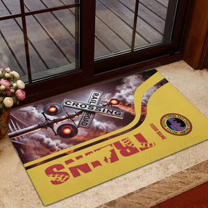 Railspirit Personalized Florida East Coast Railway Doormat Railroad Crossing Sign Mat All Over Print
