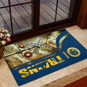Railspirit Personalized Alaska Railroad Doormat Railroad Crossing Sign Mat All Over Print