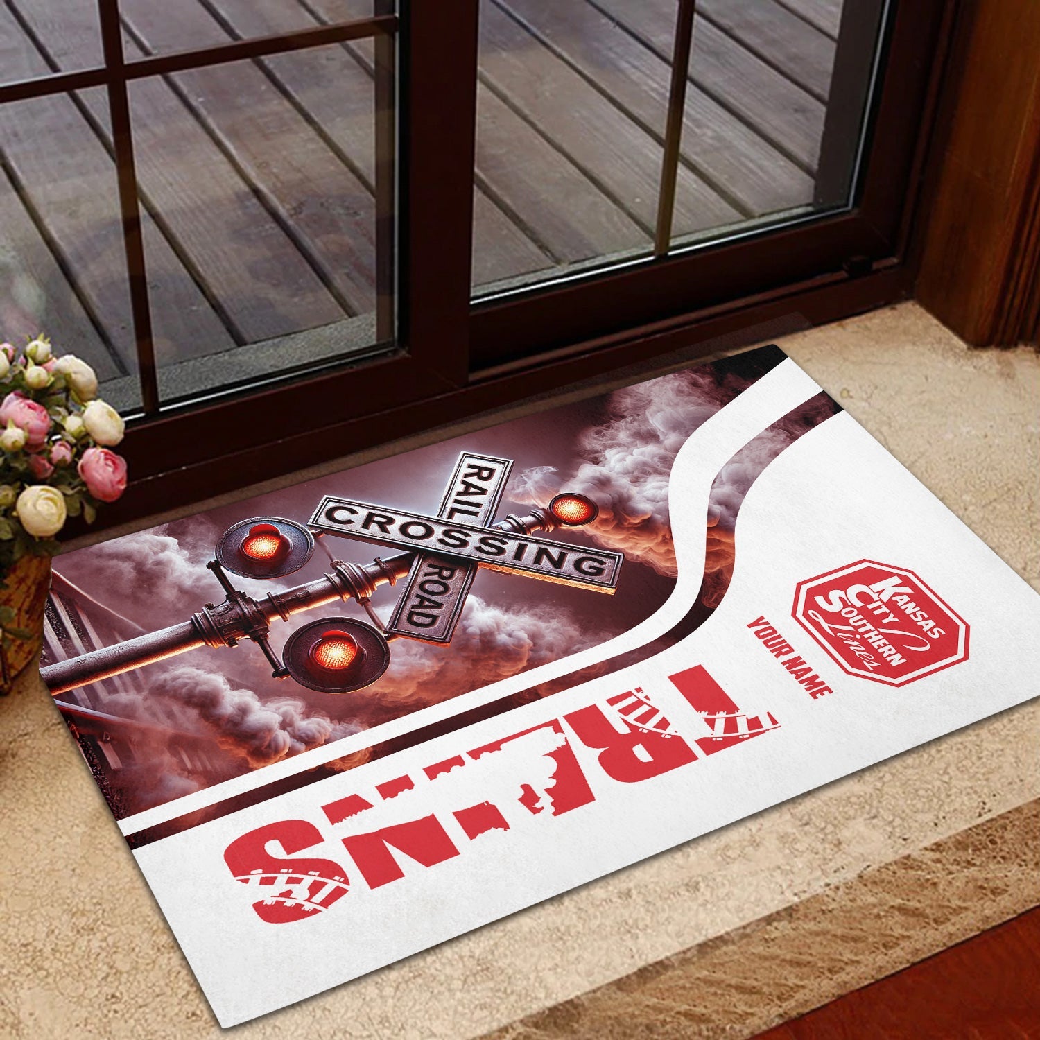 Railspirit Personalized Kansas City Southern Doormat Railroad Crossing Sign Mat All Over Print