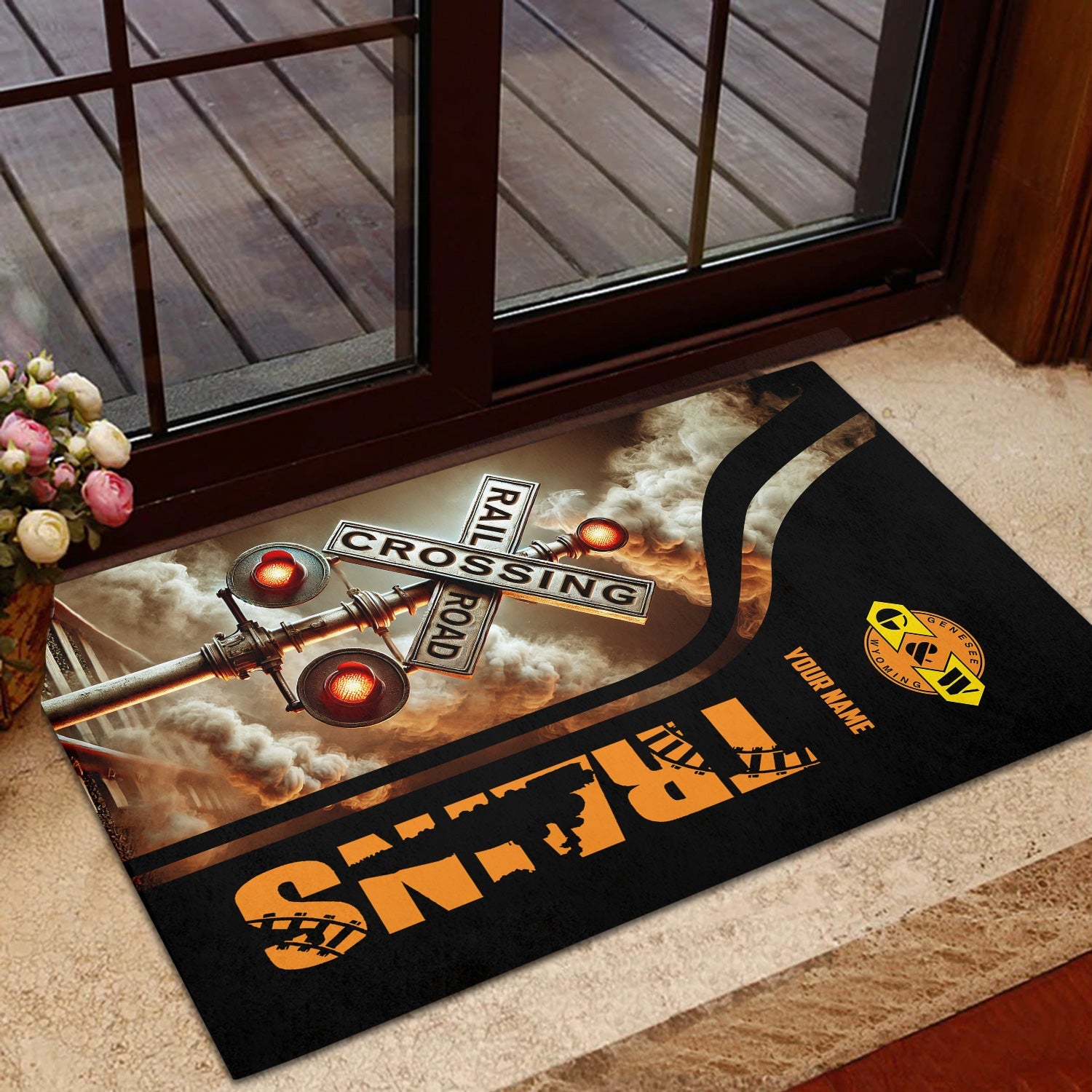 Railspirit Personalized Genesee & Wyoming Inc. Railroad Doormat Railroad Crossing Sign Mat All Over Print