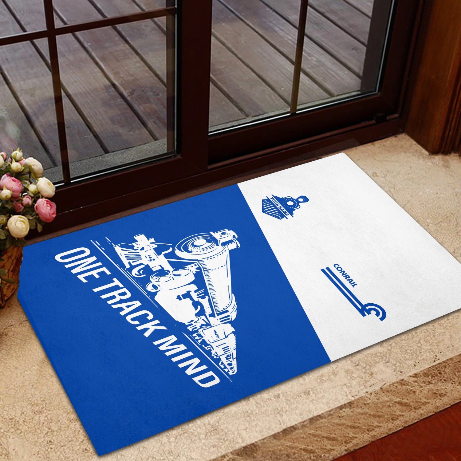 Railspirit Personalized Conrail Railroad Doormat One Track Mind Mat Gift Idea For Train Lover