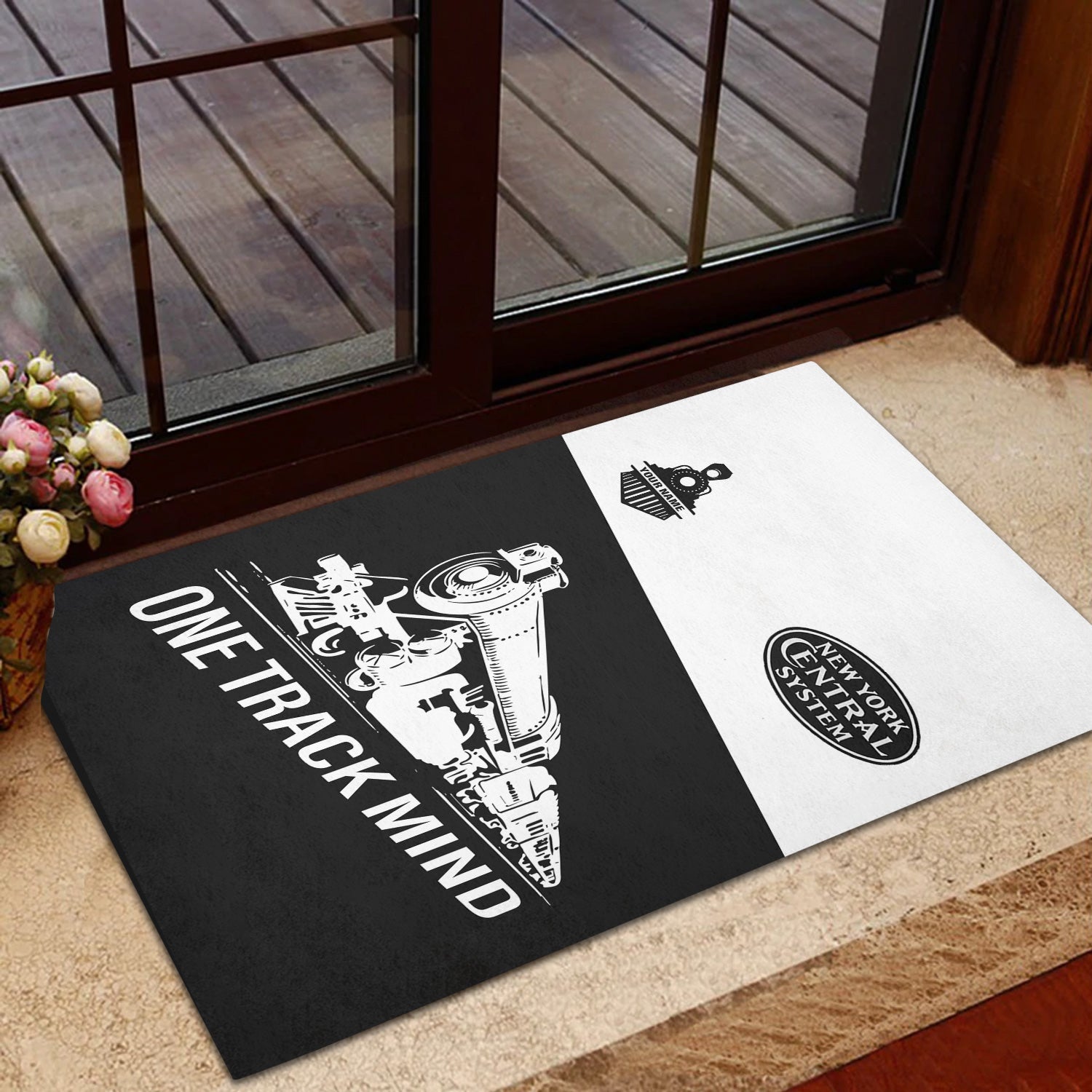 Railspirit Personalized New York Central Railroad Doormat One Track Mind Mat Gift Idea For Train Lover