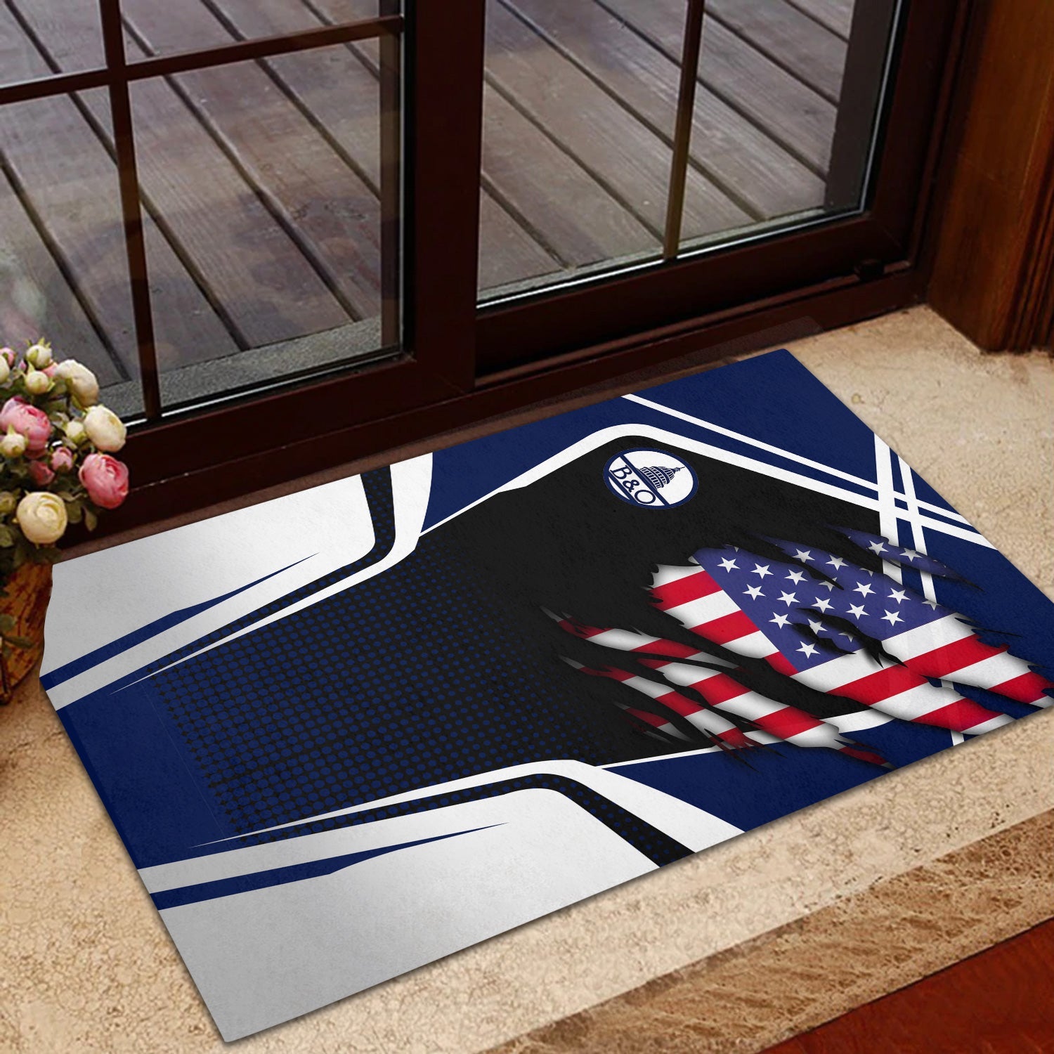 Railspirit Personalized Baltimore and Ohio Railroad Doormat American Vintage B&O All Over Printed Door Mat