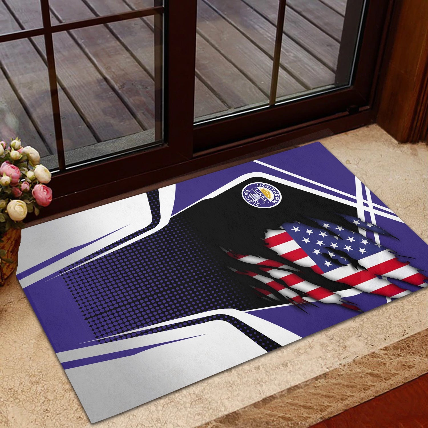 Railspirit Personalized Southern Pacific Railroad Doormat American Vintage All Over Printed Door Mat