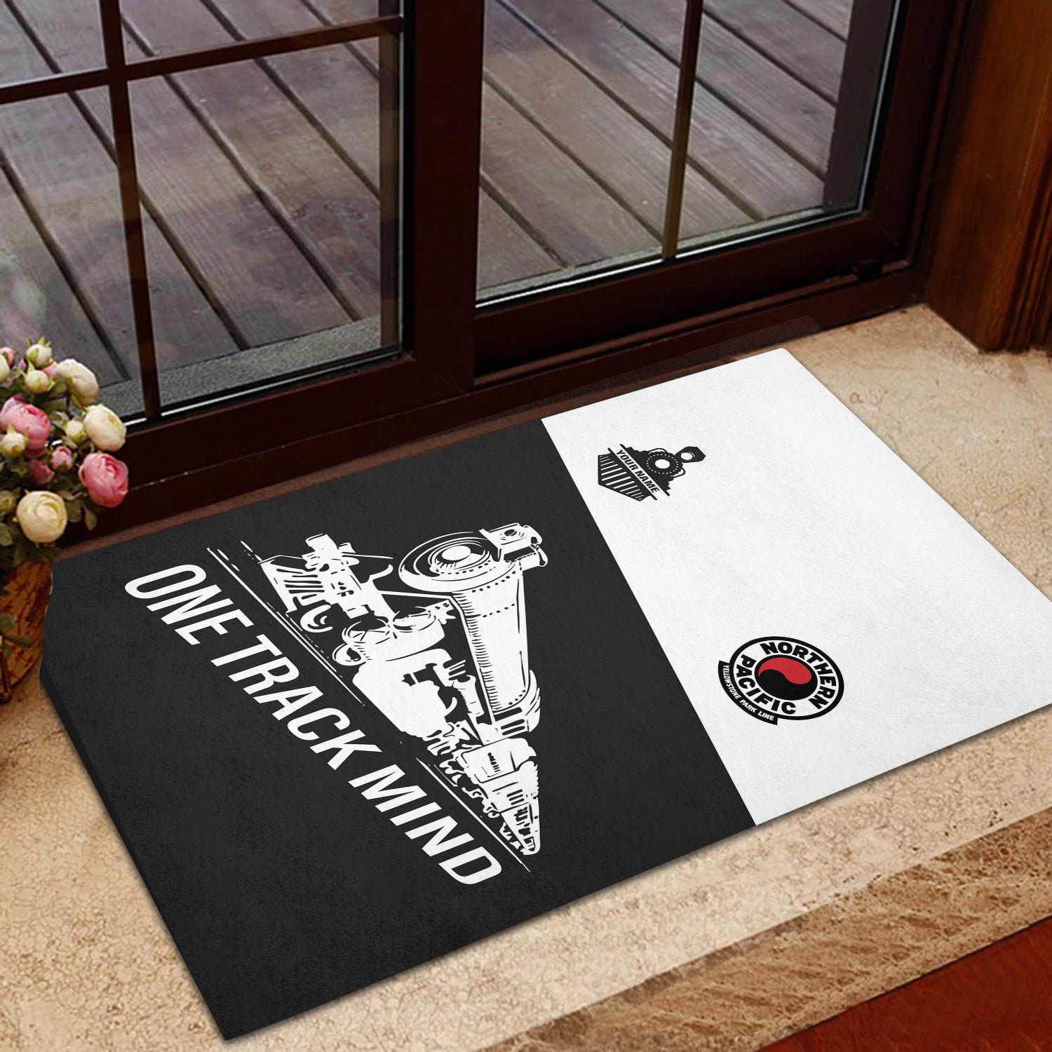 Railspirit Personalized Northern Pacific Railway Doormat One Track Mind Mat Gift Idea For Train Lover