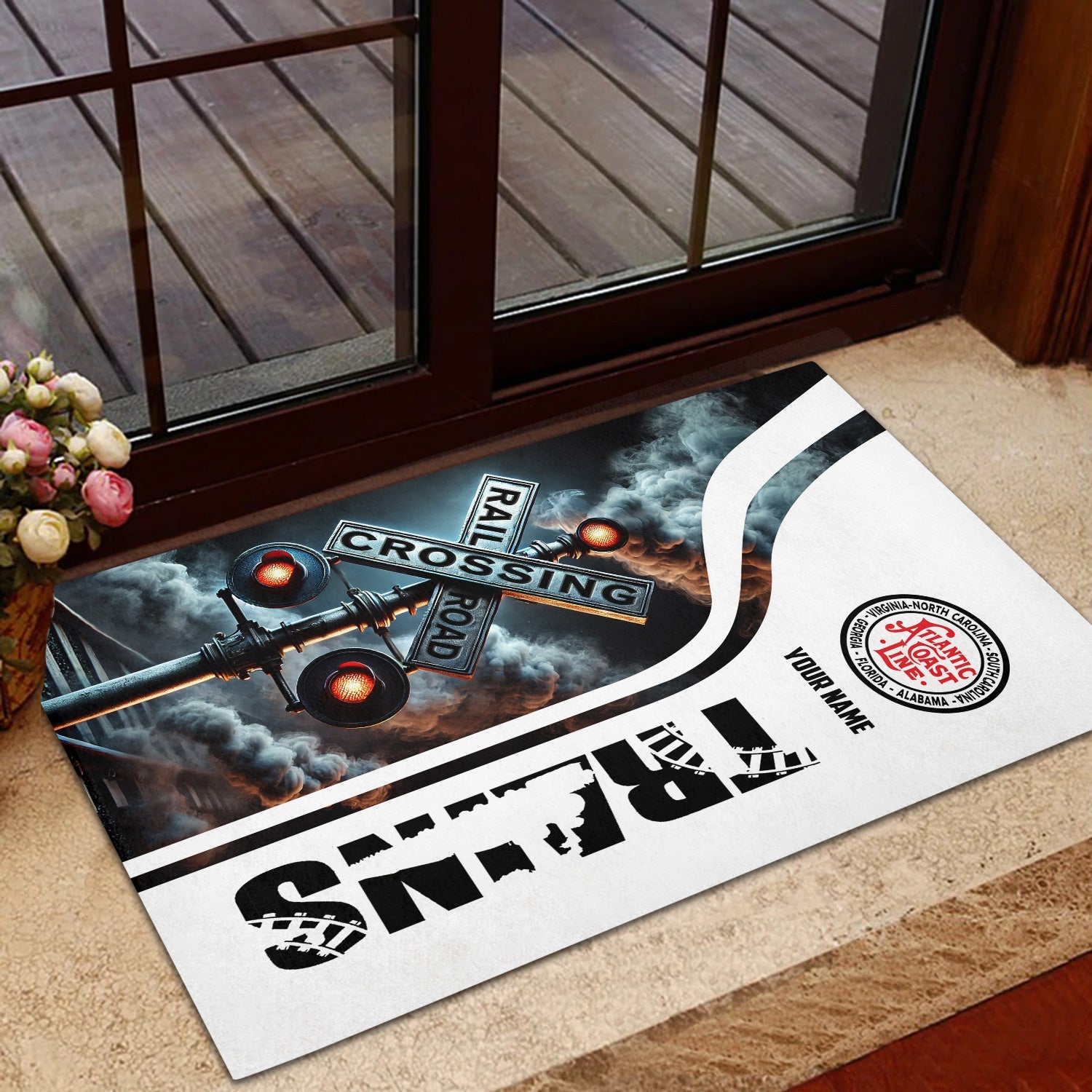 Railspirit Personalized Atlantic Coast Line Railroad Doormat Railroad Crossing Sign Mat All Over Print