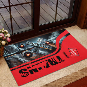 Railspirit Personalized Chicago, Milwaukee, St. Paul and Pacific Railroad Doormat Railroad Crossing Sign Milwaukee Road Mat All Over Print