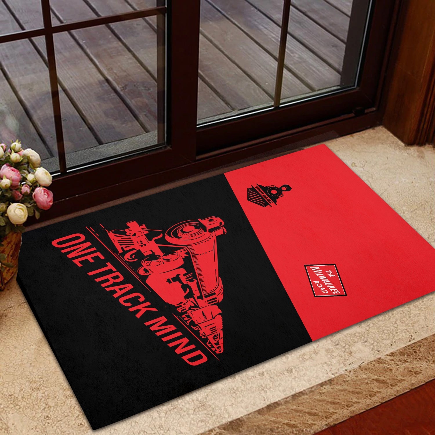 Railspirit Personalized Chicago, Milwaukee, St. Paul and Pacific Railroad Doormat One Track Mind Milwaukee Road Mat Gift Idea For Train Lover