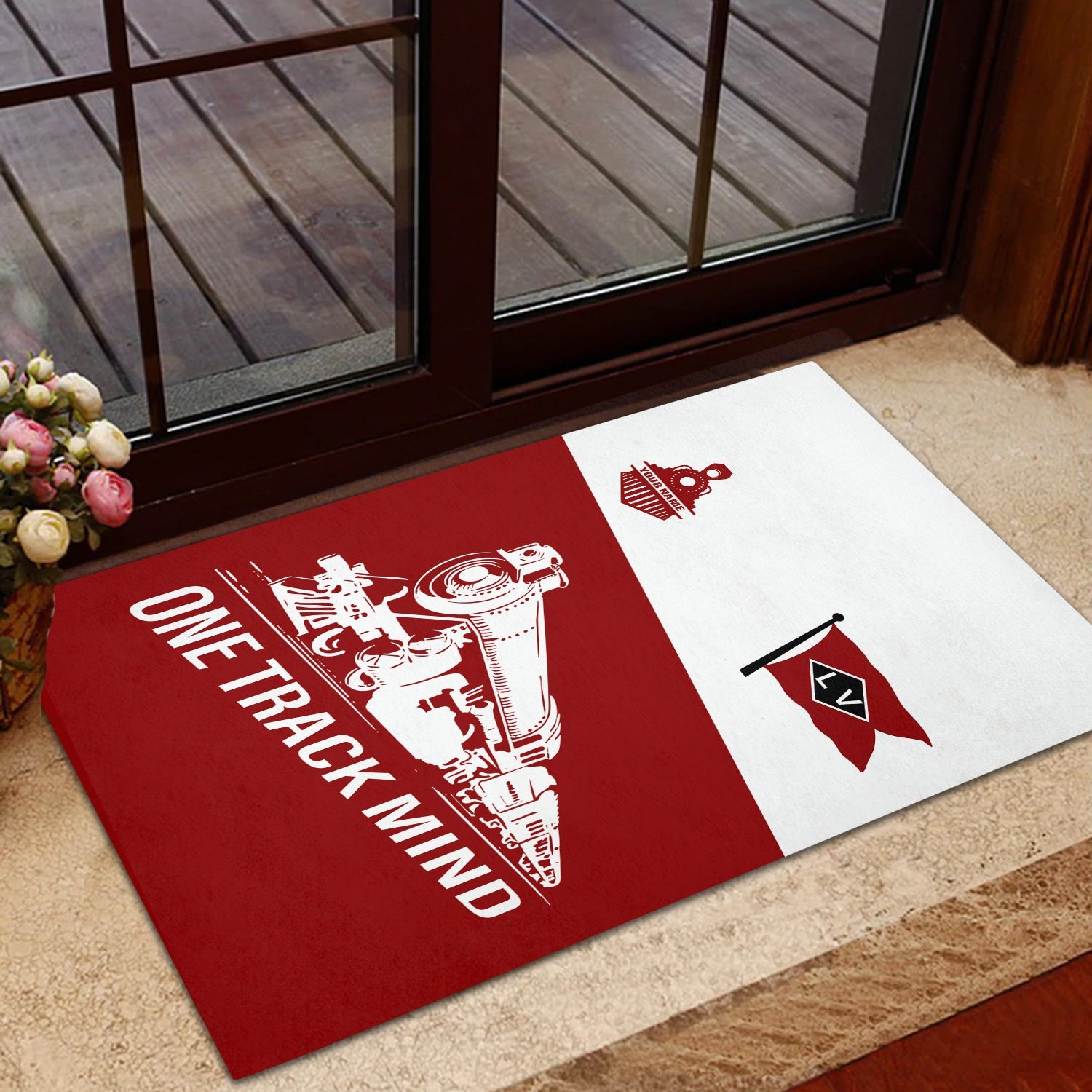 Railspirit Personalized Lehigh Valley Railroad Doormat One Track Mind Mat Gift Idea For Train Lover