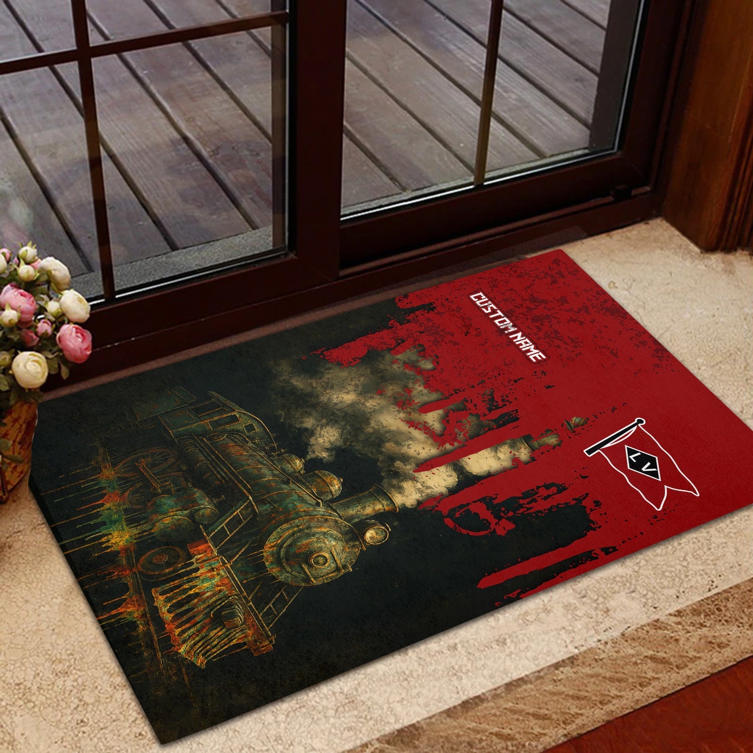 Railspirit Personalized Lehigh Valley Railroad Doormat Vintage Train Art Style Mat For Locomotive Fans