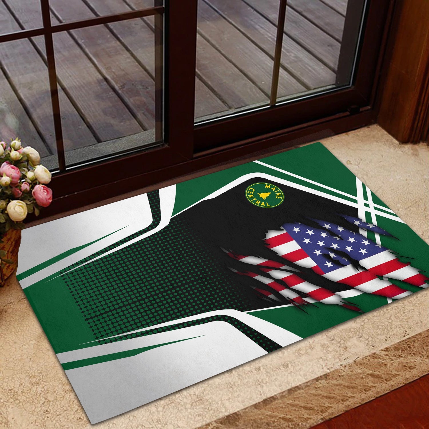 Railspirit Personalized Maine Central Railroad Doormat American Vintage All Over Printed Door Mat