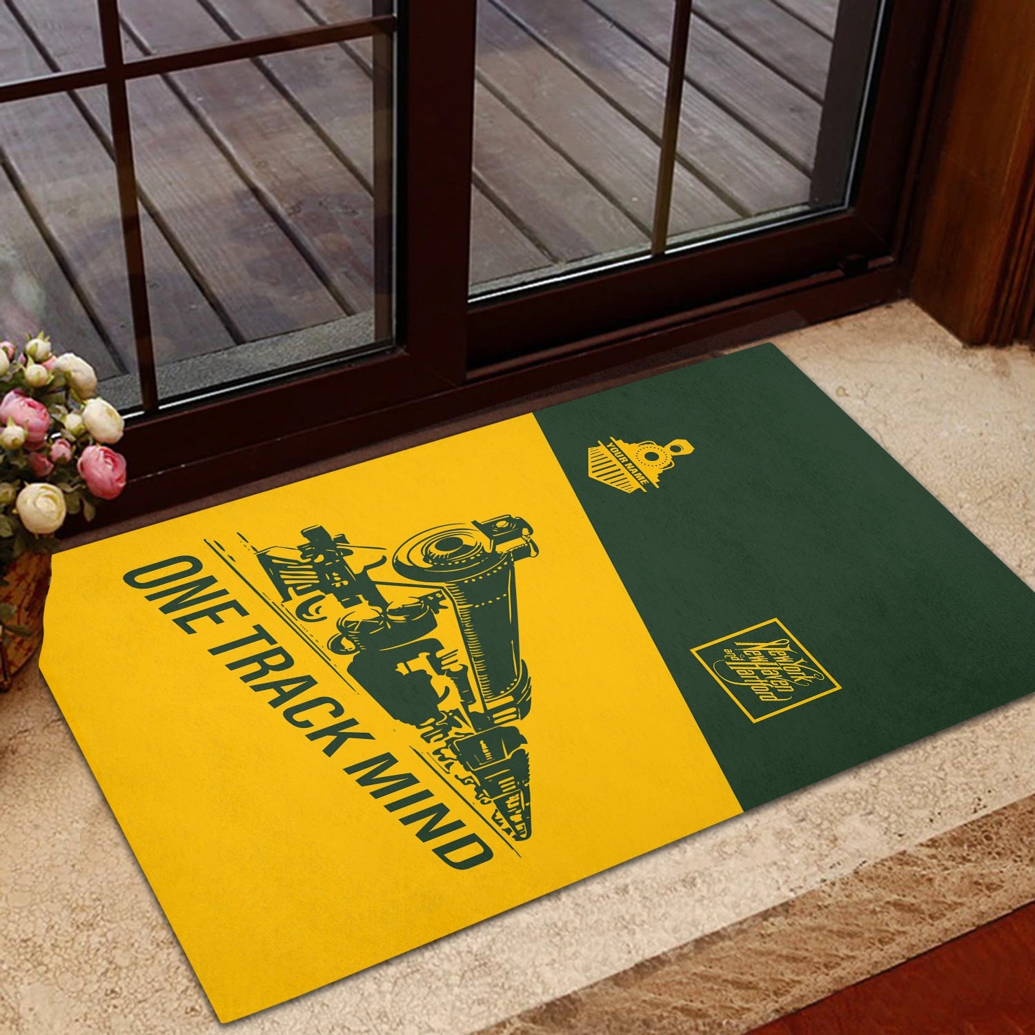 Railspirit Personalized New York, New Haven and Hartford Railroad Doormat One Track Mind New Haven Railroad Mat Gift Idea For Train Lover