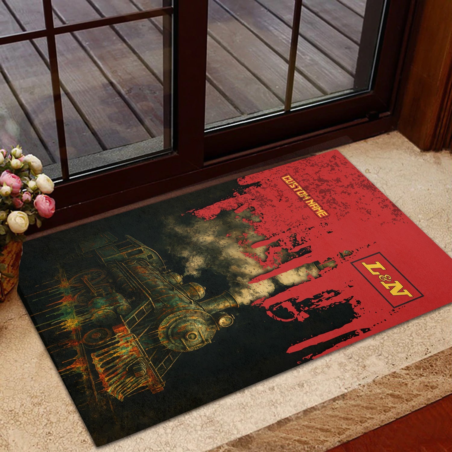 Railspirit Personalized Louisville and Nashville Railroad Doormat Vintage Train Art Style L&N Mat For Locomotive Fans