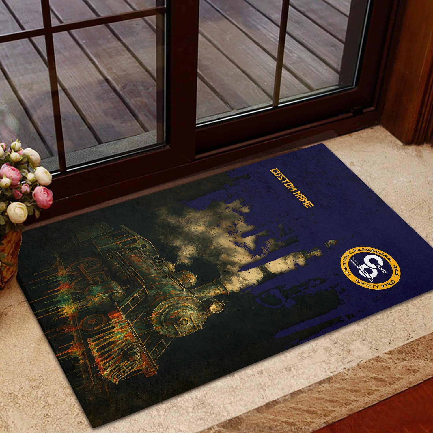 Railspirit Personalized Chesapeake and Ohio Railway Doormat Vintage Train Art Style C&O Mat For Locomotive Fans
