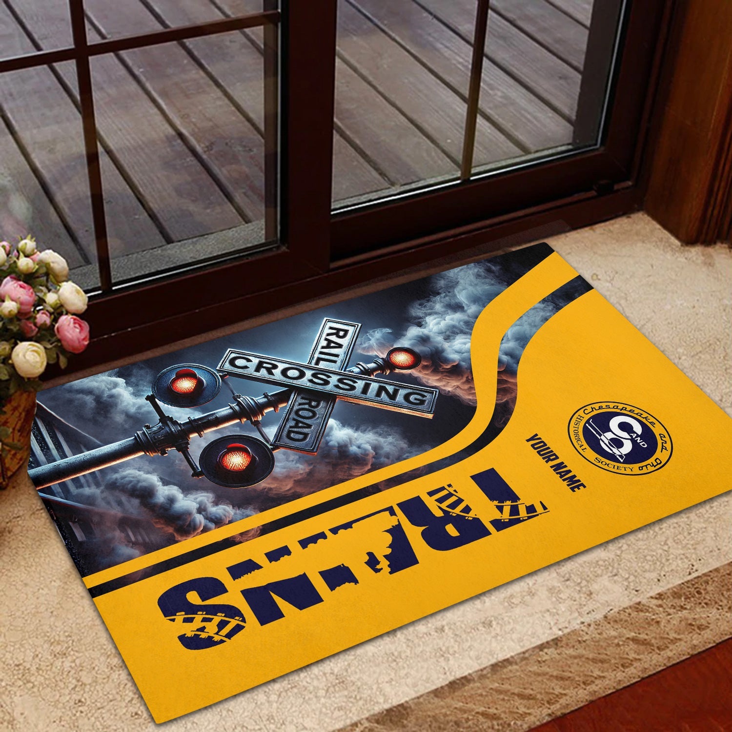 Railspirit Personalized Chesapeake and Ohio Railway Doormat Railroad Crossing Sign C&O Mat All Over Print