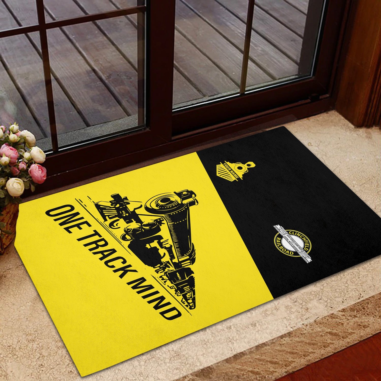 Railspirit Personalized Clinchfield Railroad Doormat One Track Mind Mat Gift Idea For Train Lover