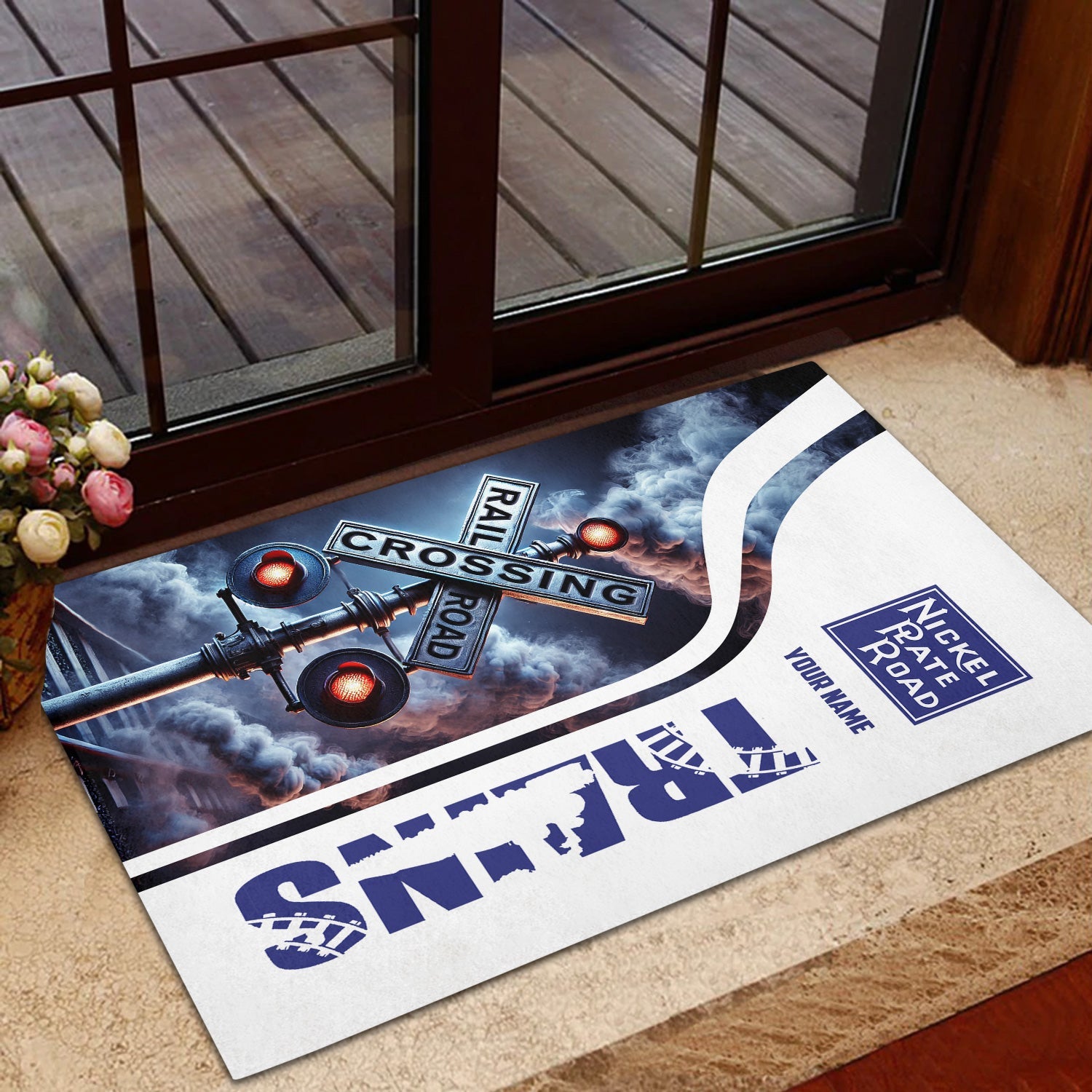 Railspirit Personalized New York, Chicago and St. Louis Railroad Doormat Railroad Crossing Sign Nickel Plate Road Mat All Over Print
