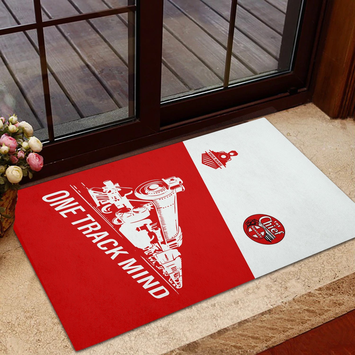 Railspirit Personalized The Chief Santa Fe Railroad Doormat One Track Mind Mat Gift Idea For Train Lover