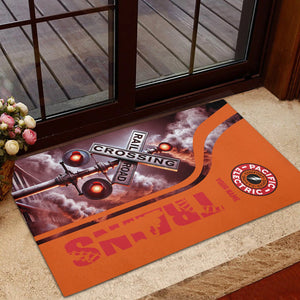 Railspirit Personalized Pacific Electric Railroad Doormat Railroad Crossing Sign Mat All Over Print