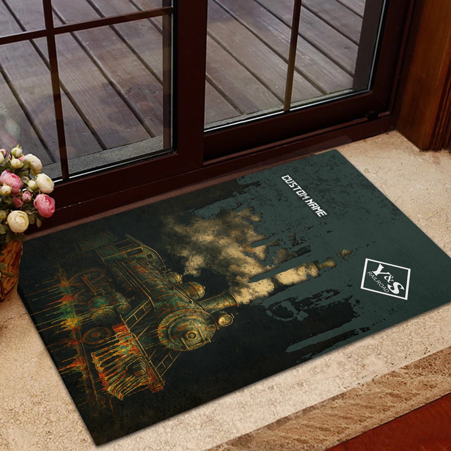 Railspirit Personalized Youngstown & Southern Railroad Doormat Vintage Train Art Style Mat For Locomotive Fans