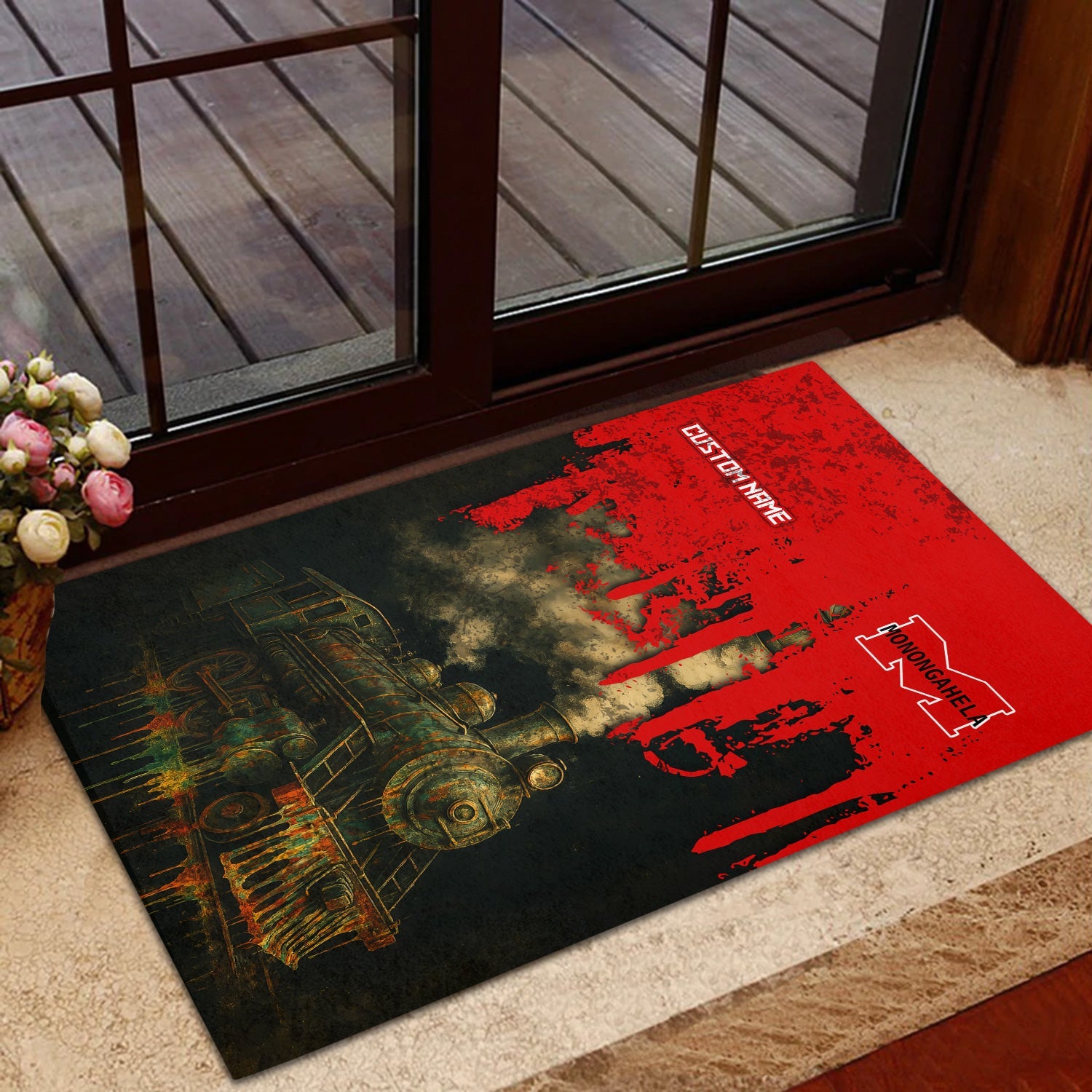 Railspirit Personalized Monongahela Railroad Doormat Vintage Train Art Style Mat For Locomotive Fans