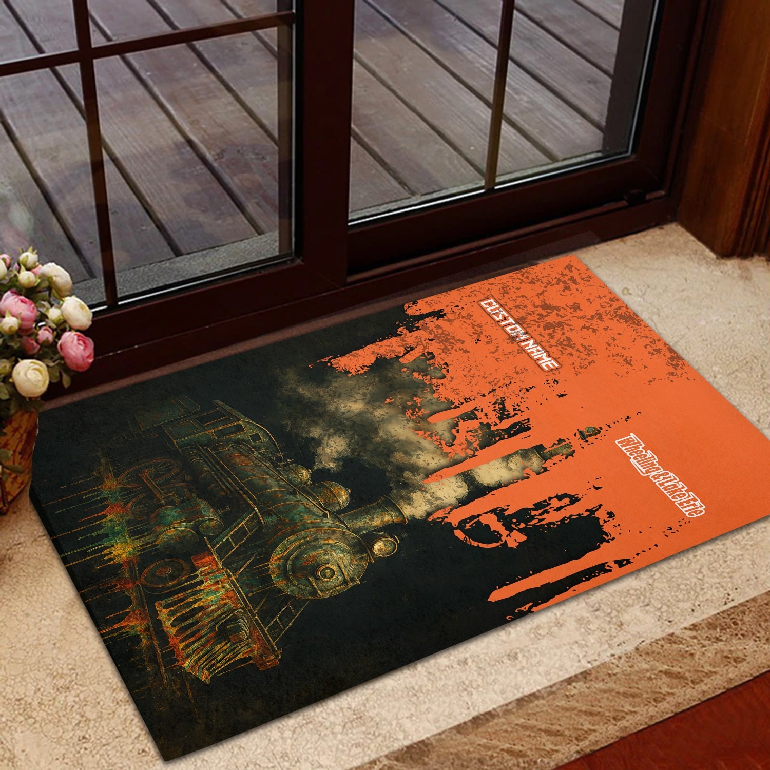 Railspirit Personalized Wheeling And Lake Erie Railroad Doormat Vintage Train Art Style Mat For Locomotive Fans