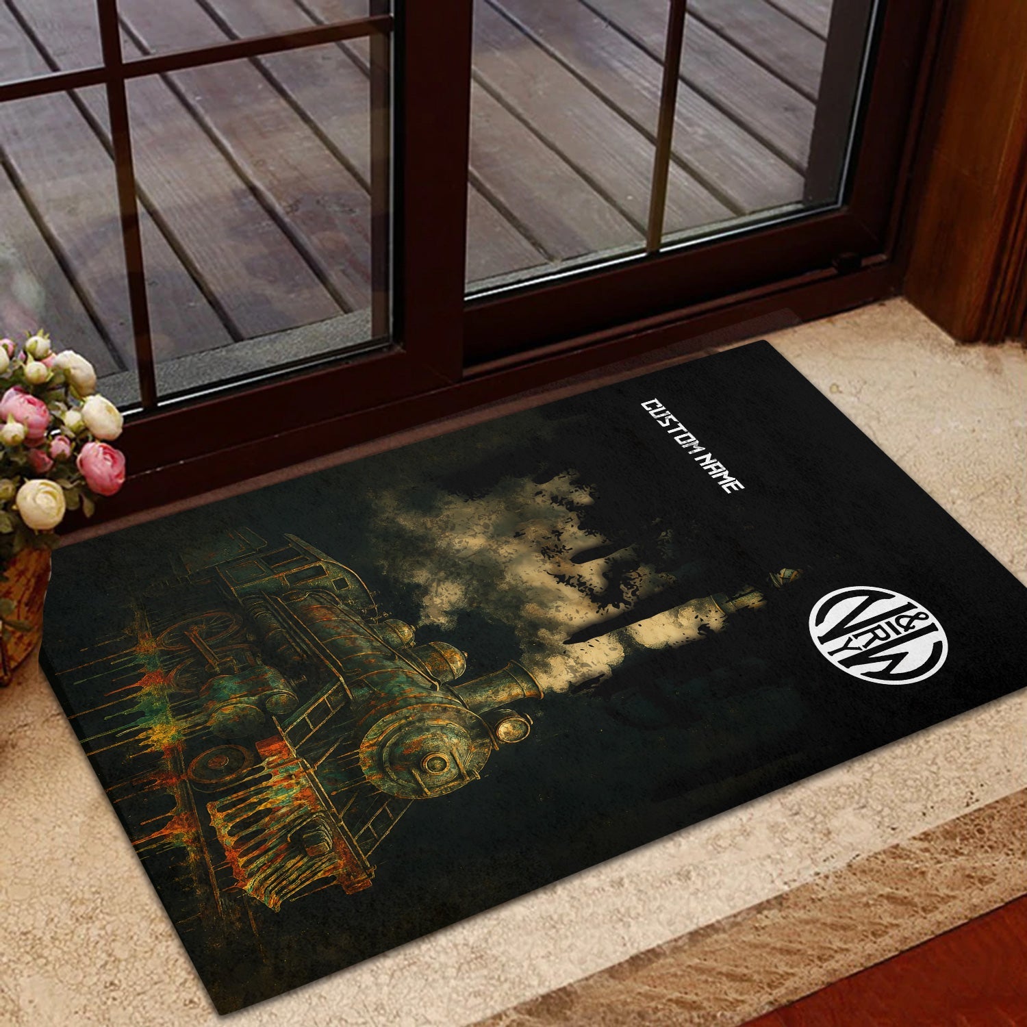 Railspirit Personalized Norfolk and Western Railway Doormat Vintage Train Art Style N&W Mat For Locomotive Fans